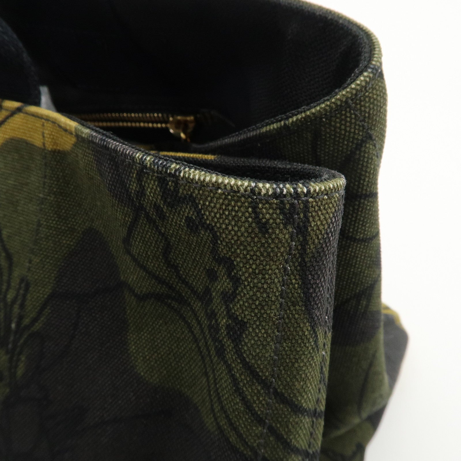 PRADA Logo Canapa Large Canvas Tote Hand Bag Camouflage BN1872 Used