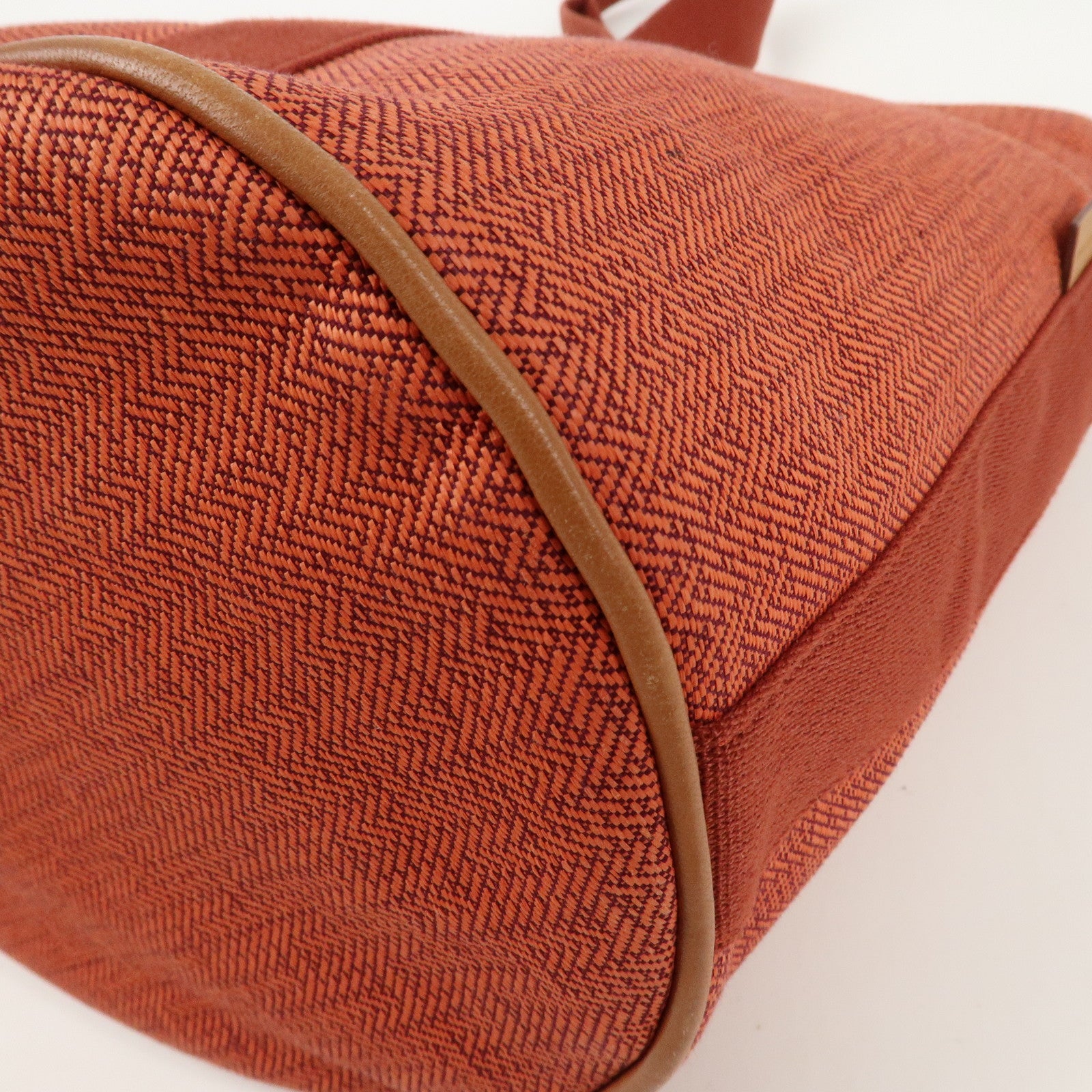 HERMES Canvas Leather Saxo MM Shoulder Bag Orange