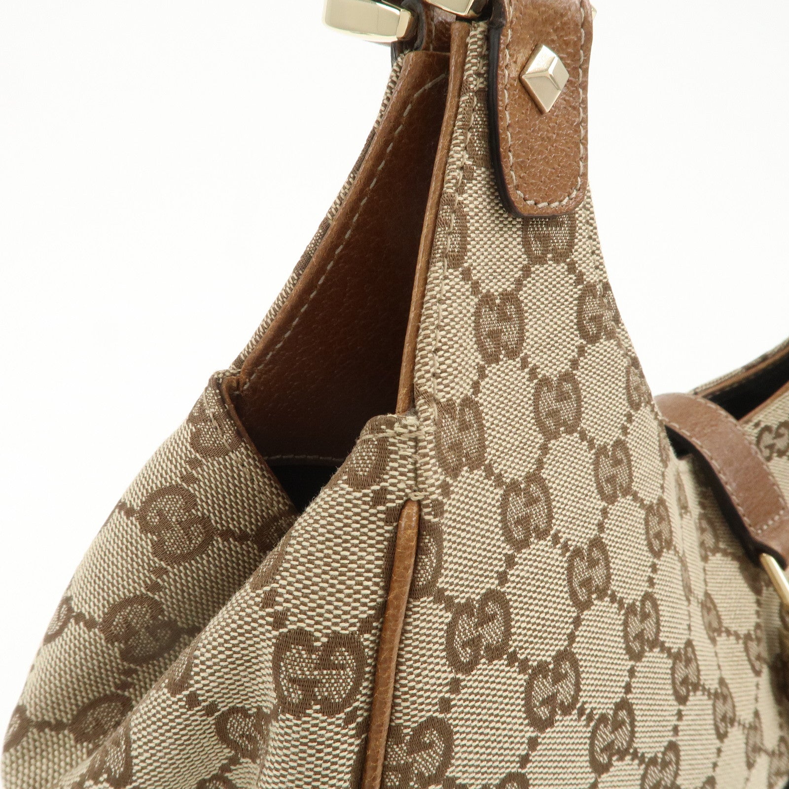 GUCCI New Jackie GG Canvas Leather Shoulder Bag Beige Brown 124407