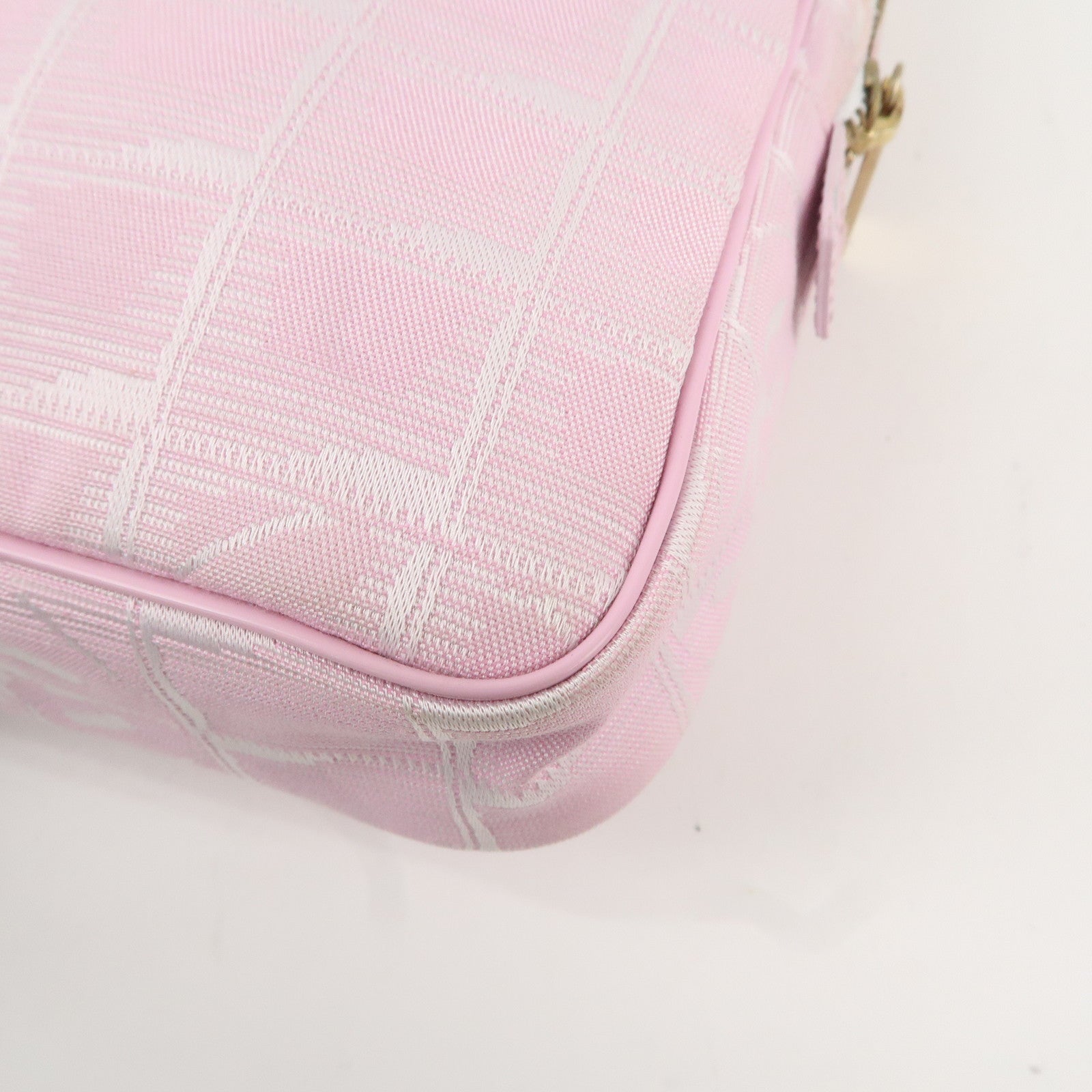 CHANEL New Travel Line Nylon Jacquard Leather Shoulder Bag Pink