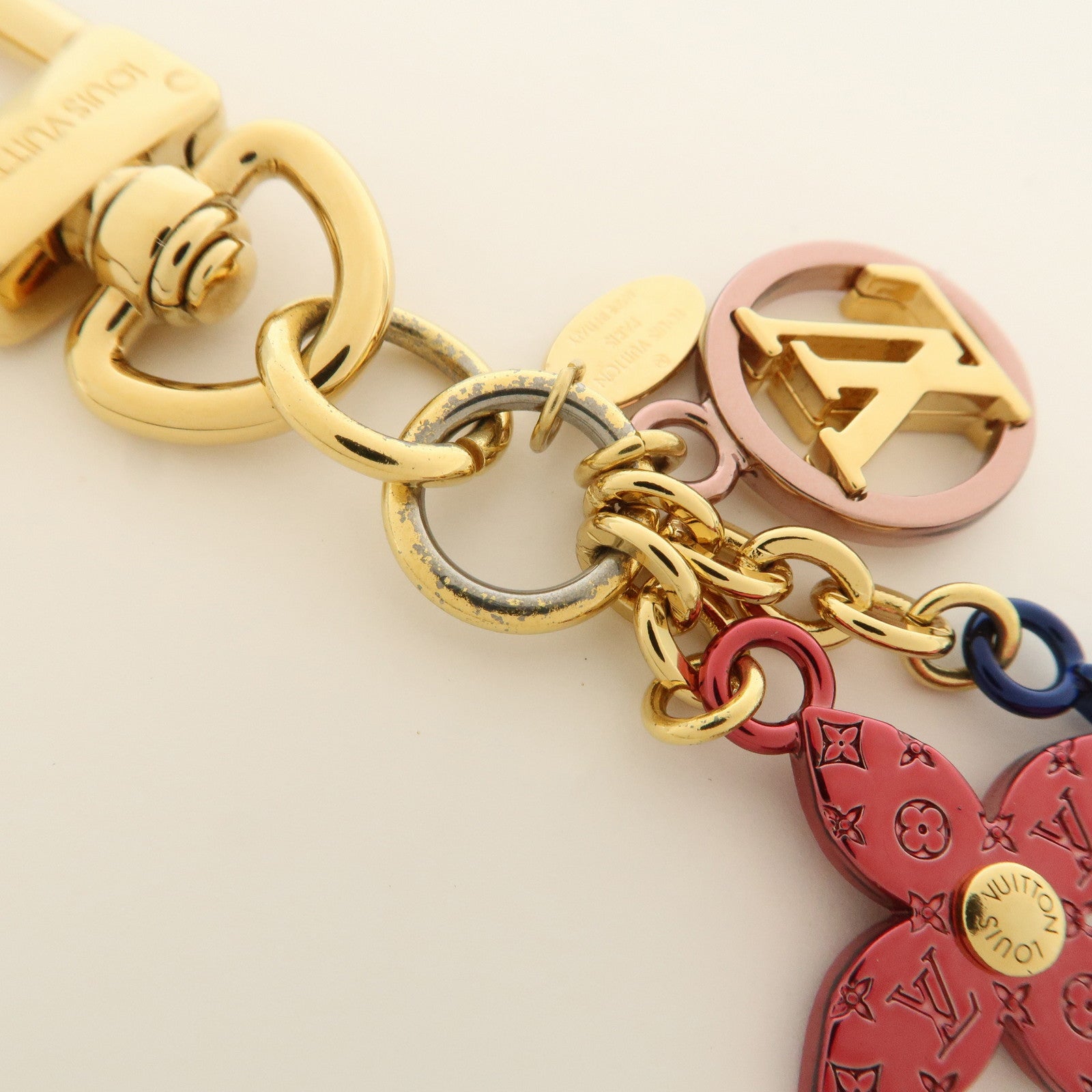 Louis Vuitton Porte Cles LV Nanogram Bag Charm Gold Pink M00560 Used