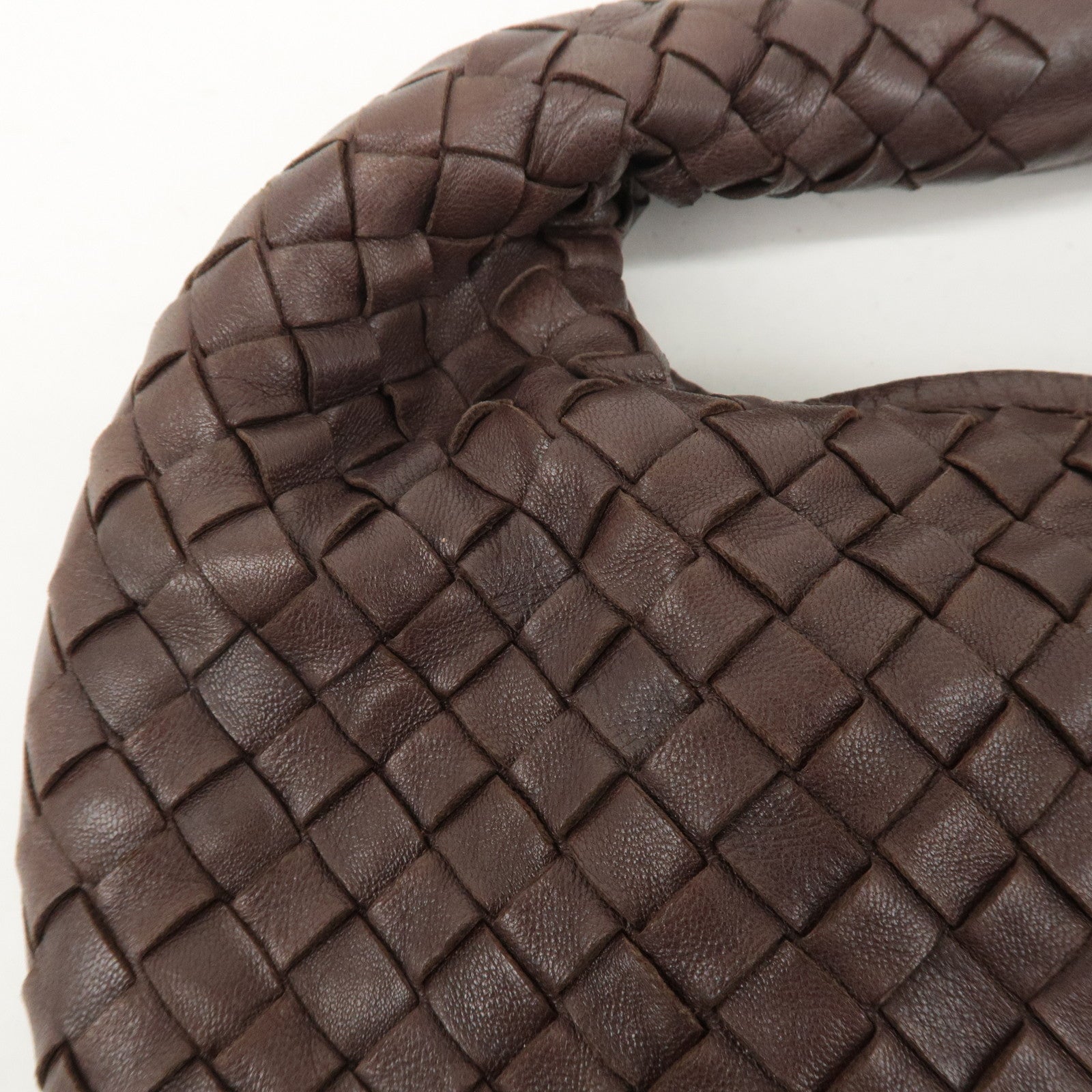 BOTTEGA VENETA Intrecciato Hobo Leather Shoulder Bag Brown 115654