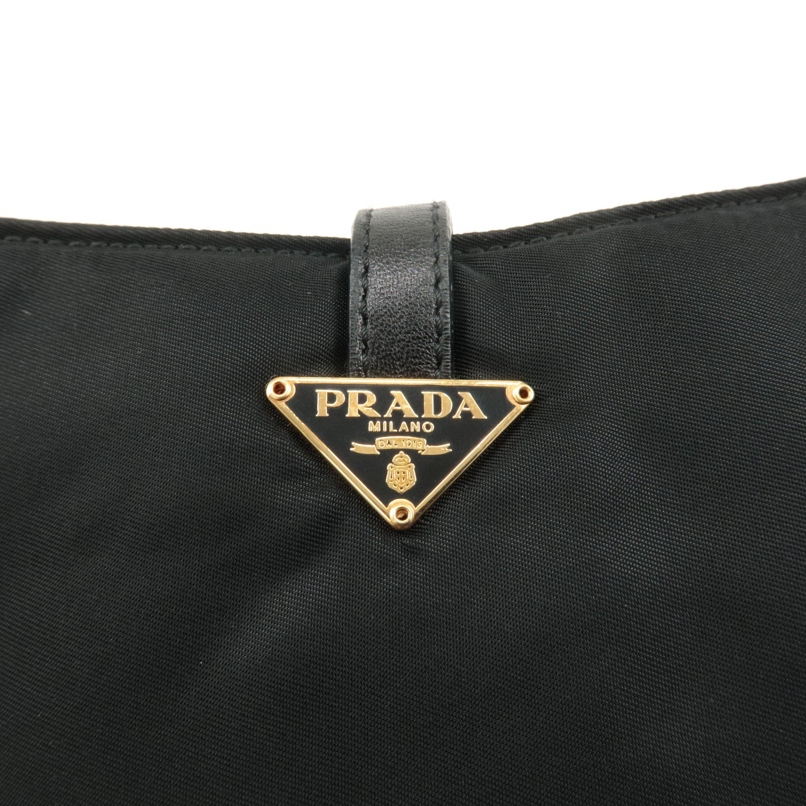 PRADA Nylon Leather Shoulder Bag Black BR0122