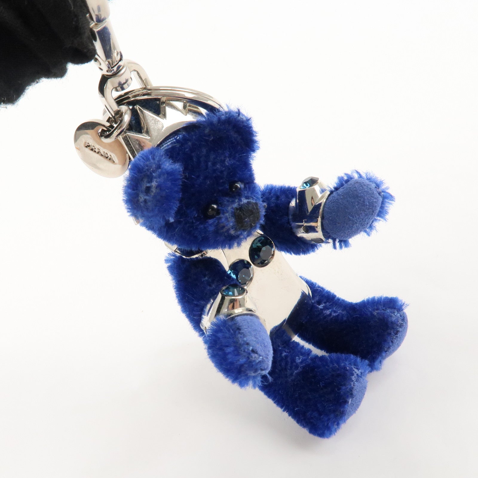 PRADA Metal Bear Key Holder Key Chain Key Charm Blue Silver