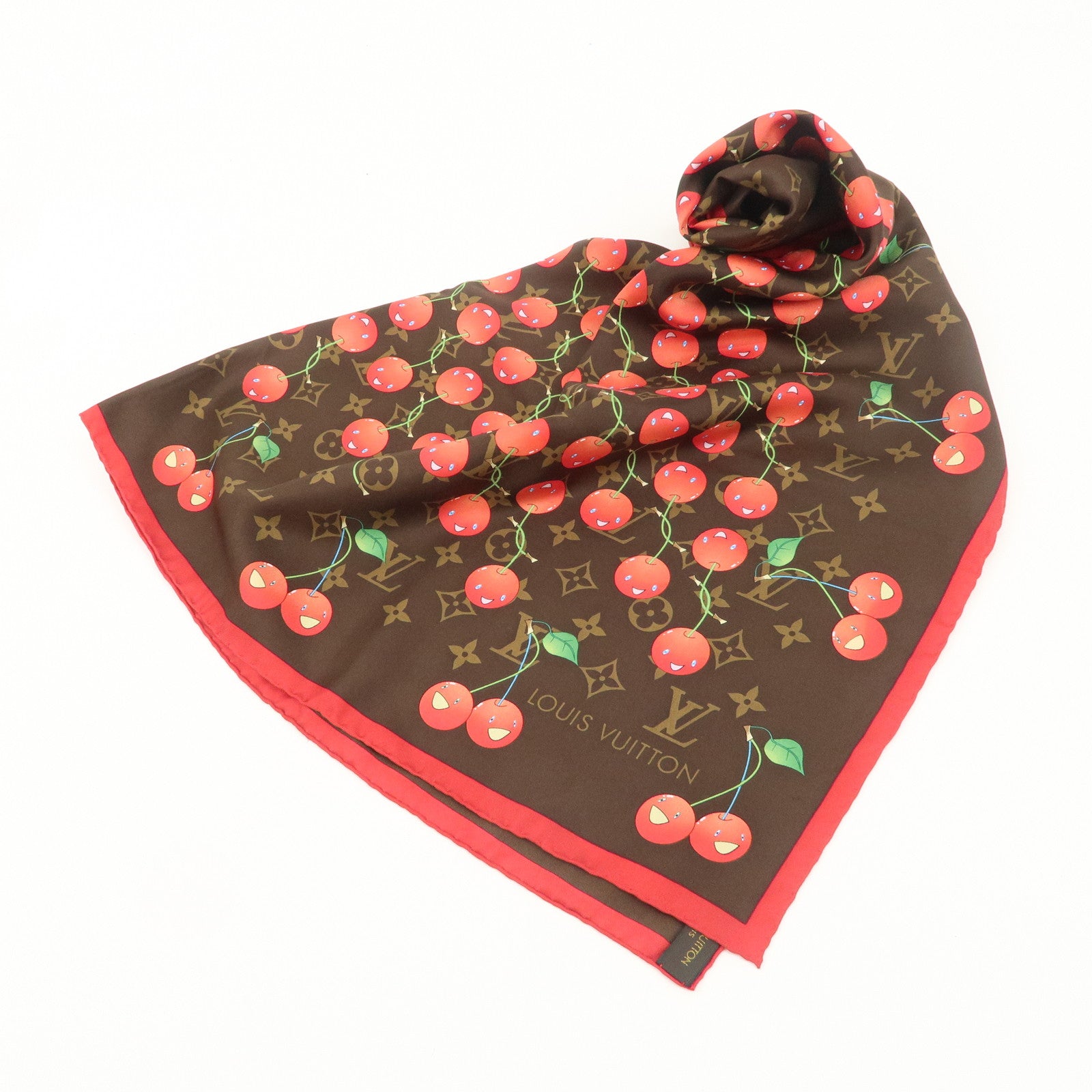 Louis Vuitton Monogram Cherry Silk 100% Scarf M71962