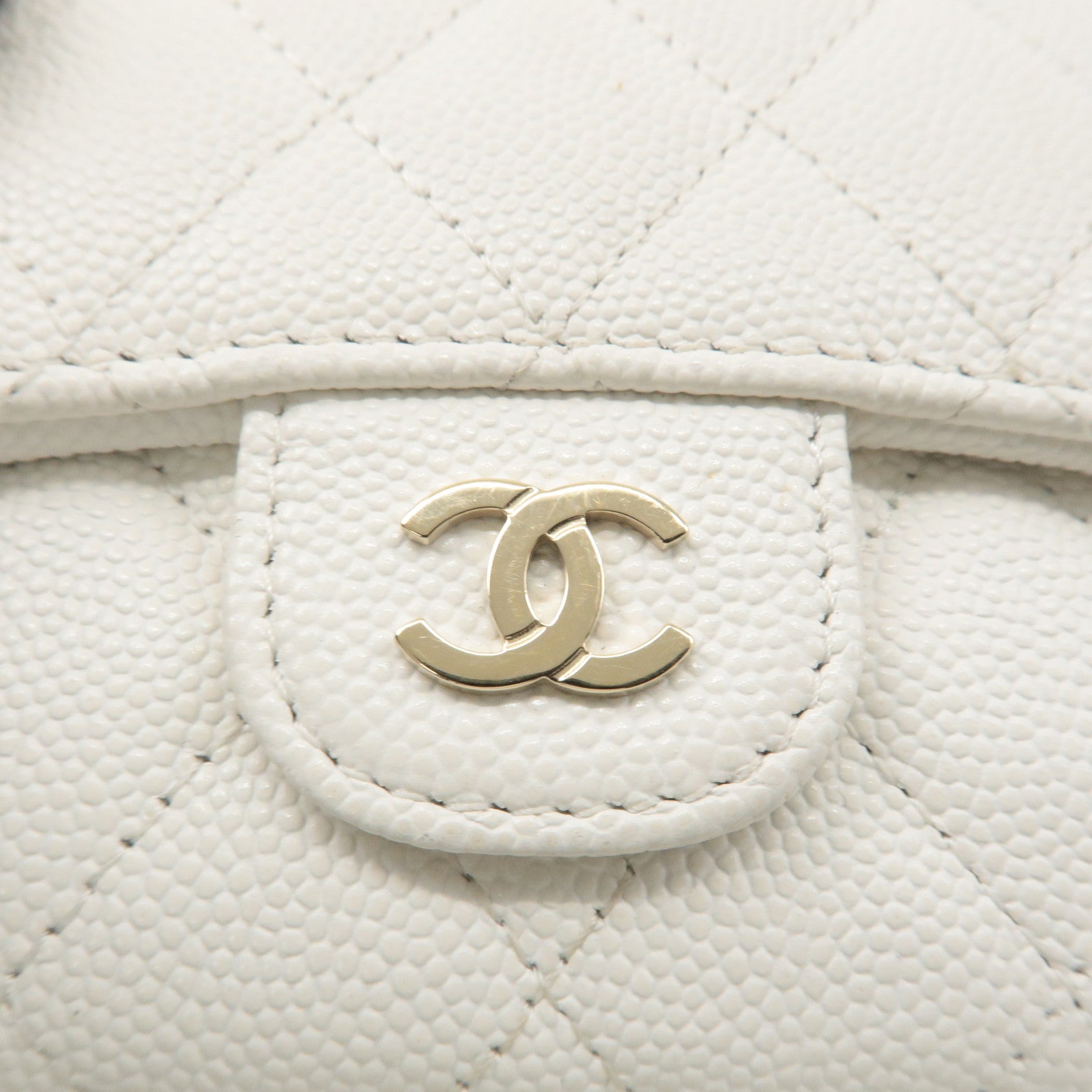 CHANEL Matelasse Caviar Skin Compact Wallet White A84029