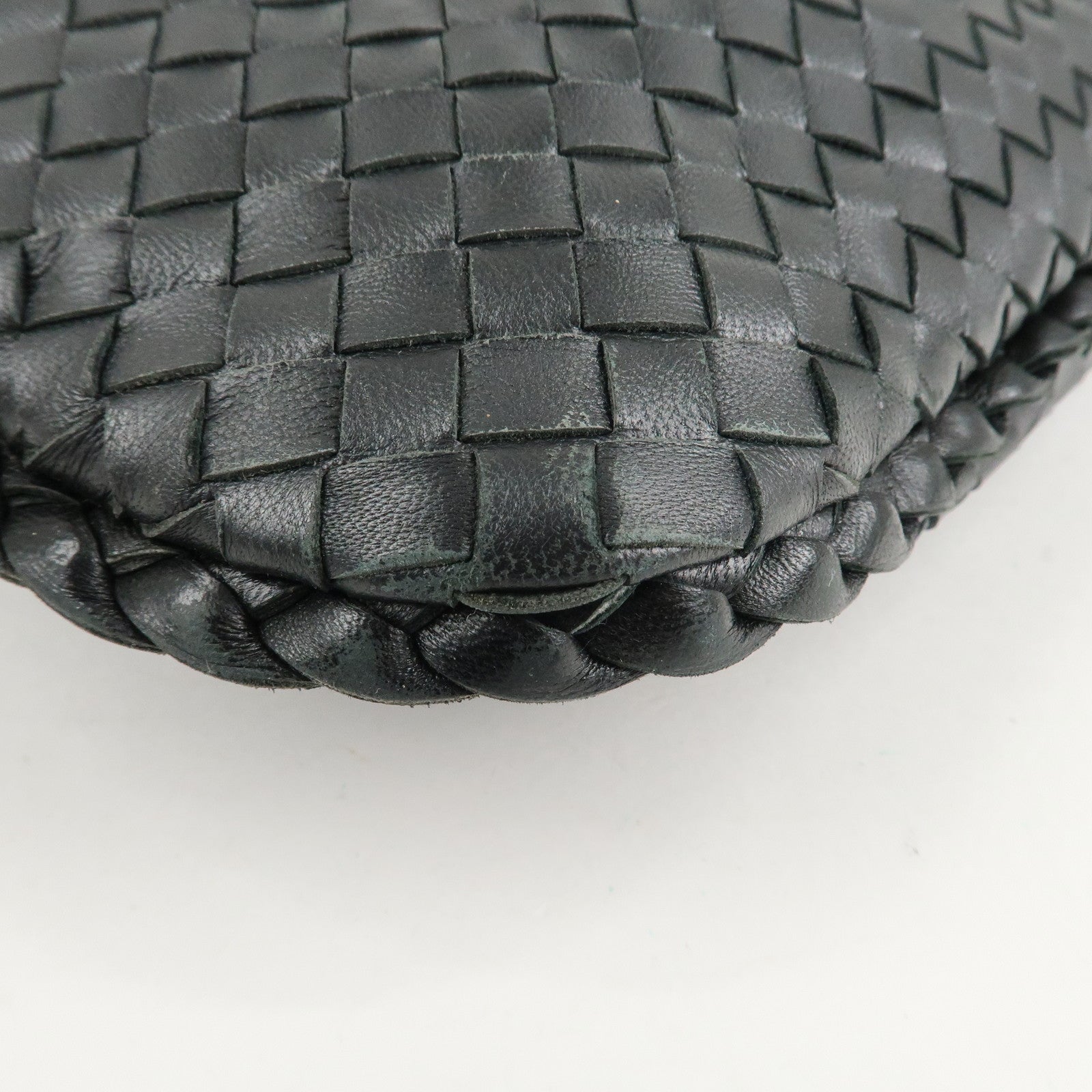 BOTTEGA VENETA Hobo Intrecciato Leather Shoulder Bag Black 115654