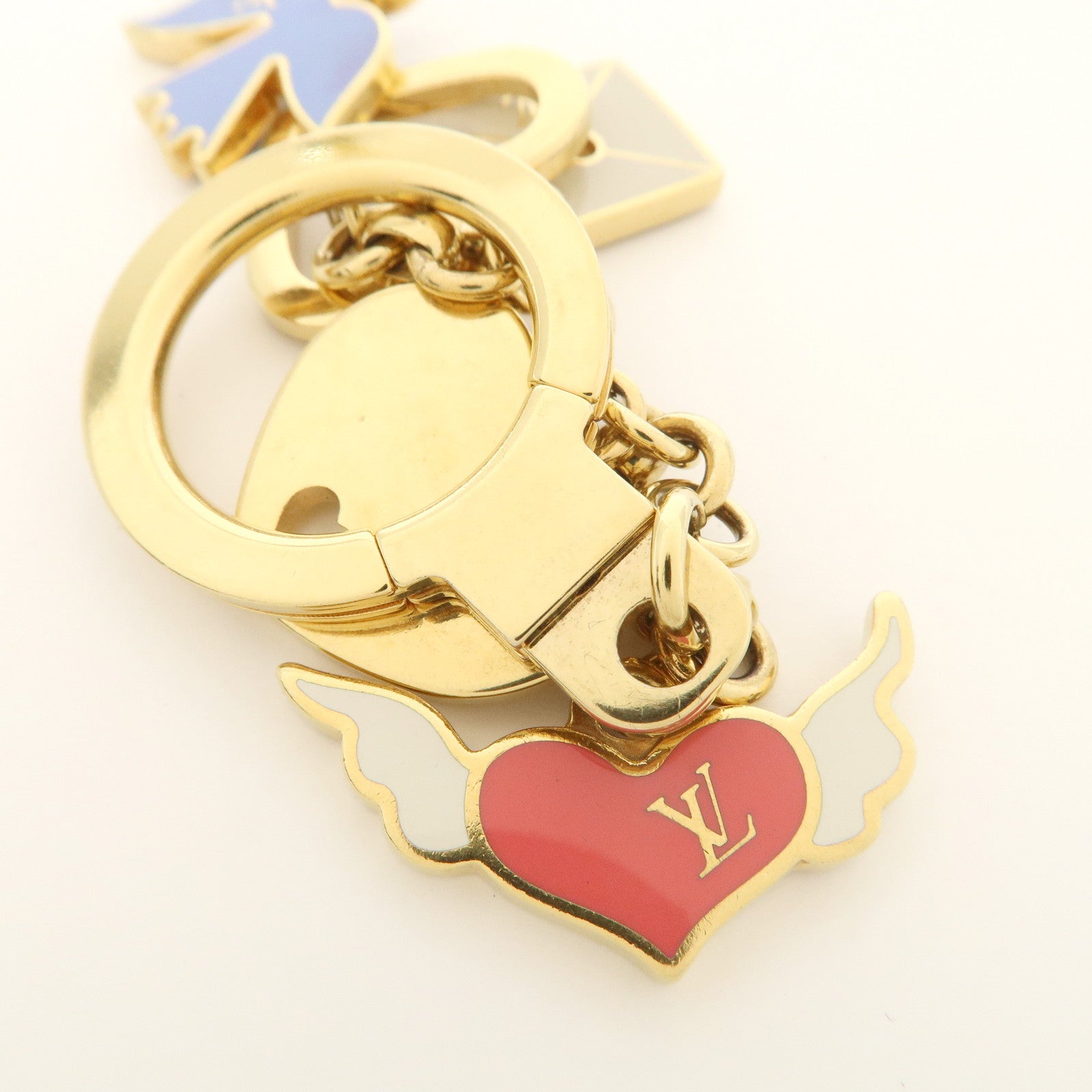 Louis Vuitton Porte Cles Message Charm Keychain Gold M66264 Used