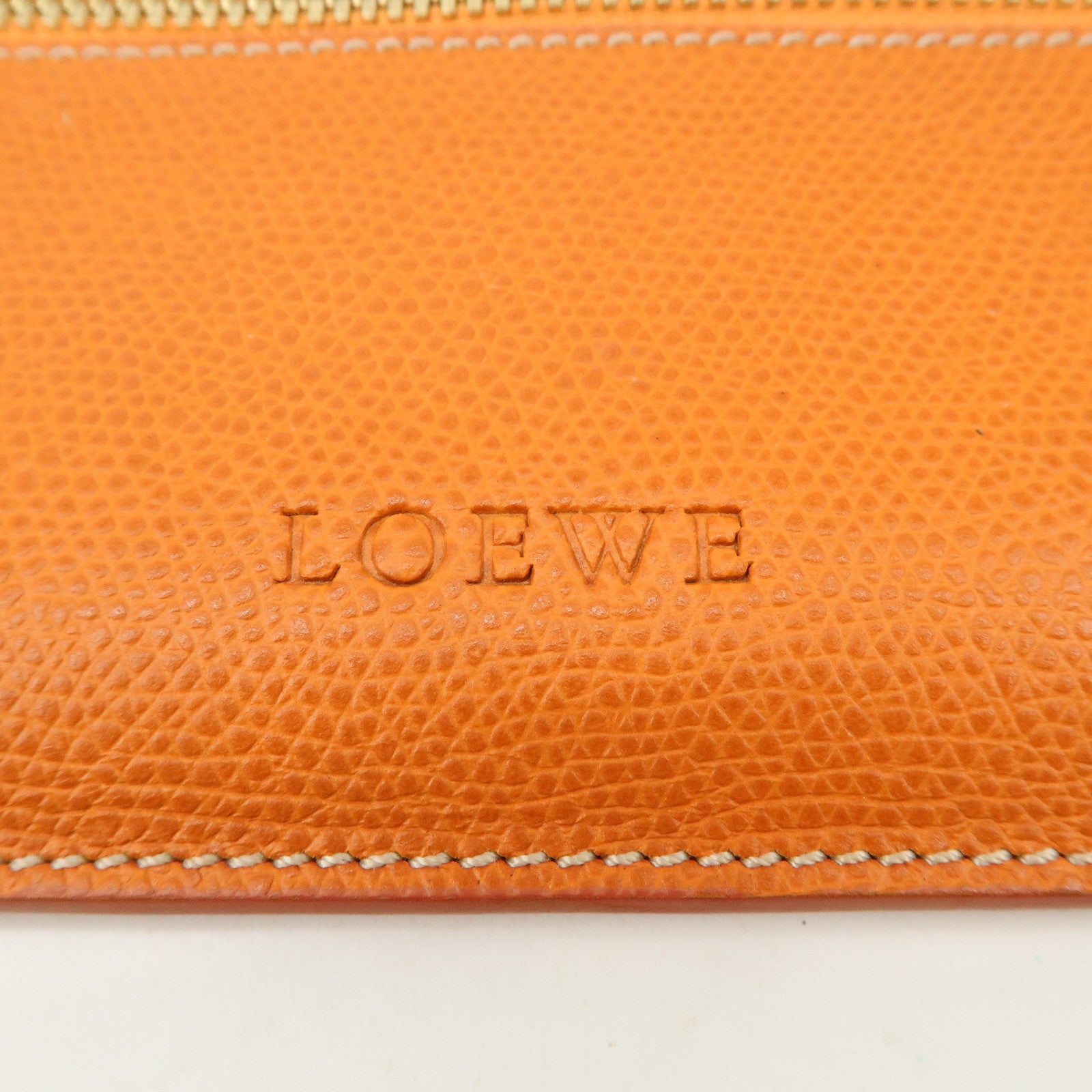 LOEWE Leather Clutch Bag Second Bag Accessory Pouch Orange Used