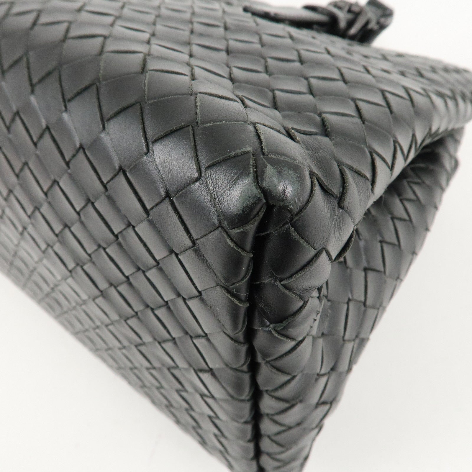 BOTTEGA VENETA Intrecciato Leather Tote Bag Hand Bag Black