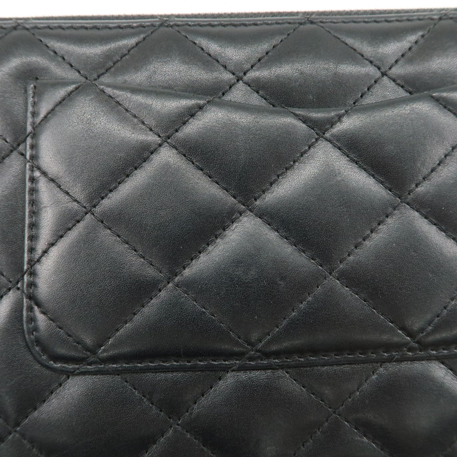 CHANEL Canbon Line Lamb SKin Organizer Wallet Black Used