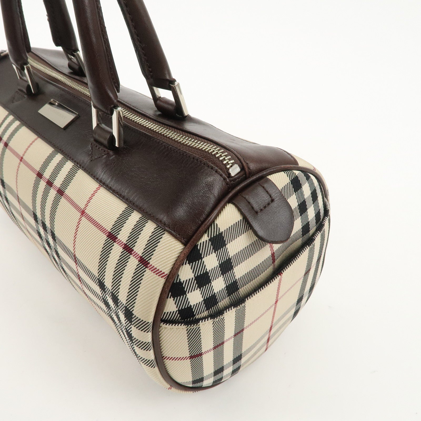 BURBERRY Nova Plaid Canvas Leather Hand Bag Shoulder Bag