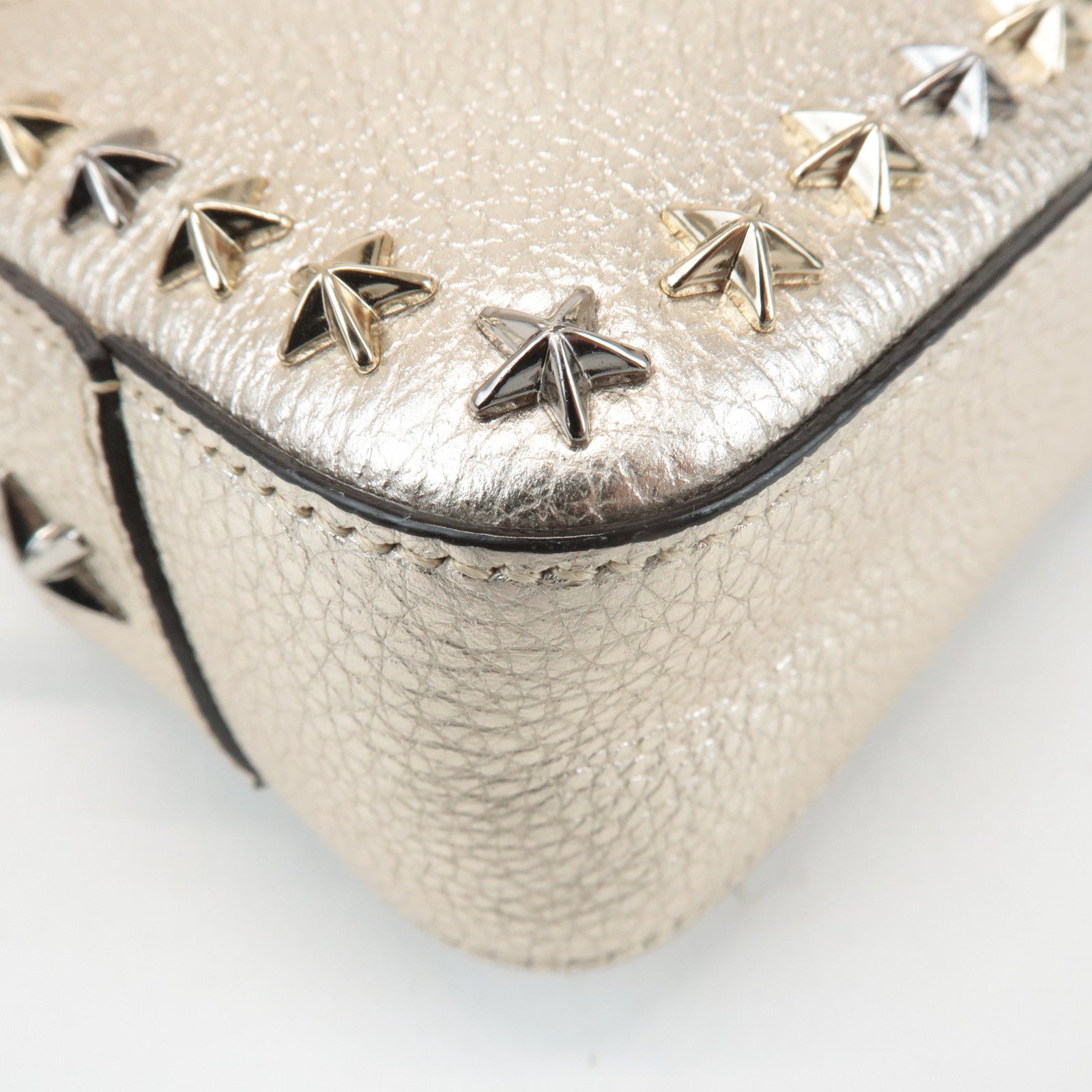 JIMMY CHOO Leather Studs Small Shoulder Bag Silver