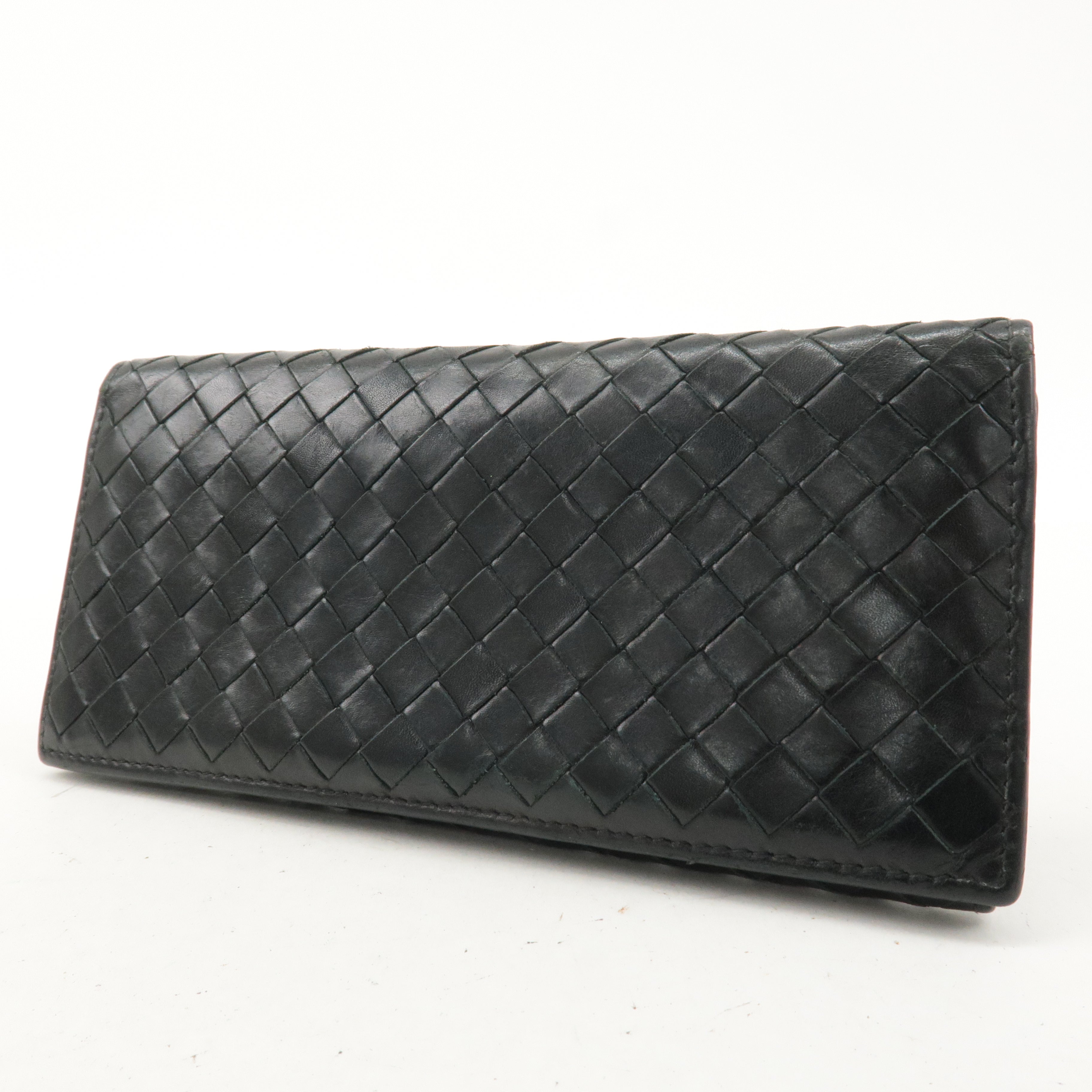 BOTTEGA VENETA Set of 2 Intrecciato Leather Wallet Navy Black