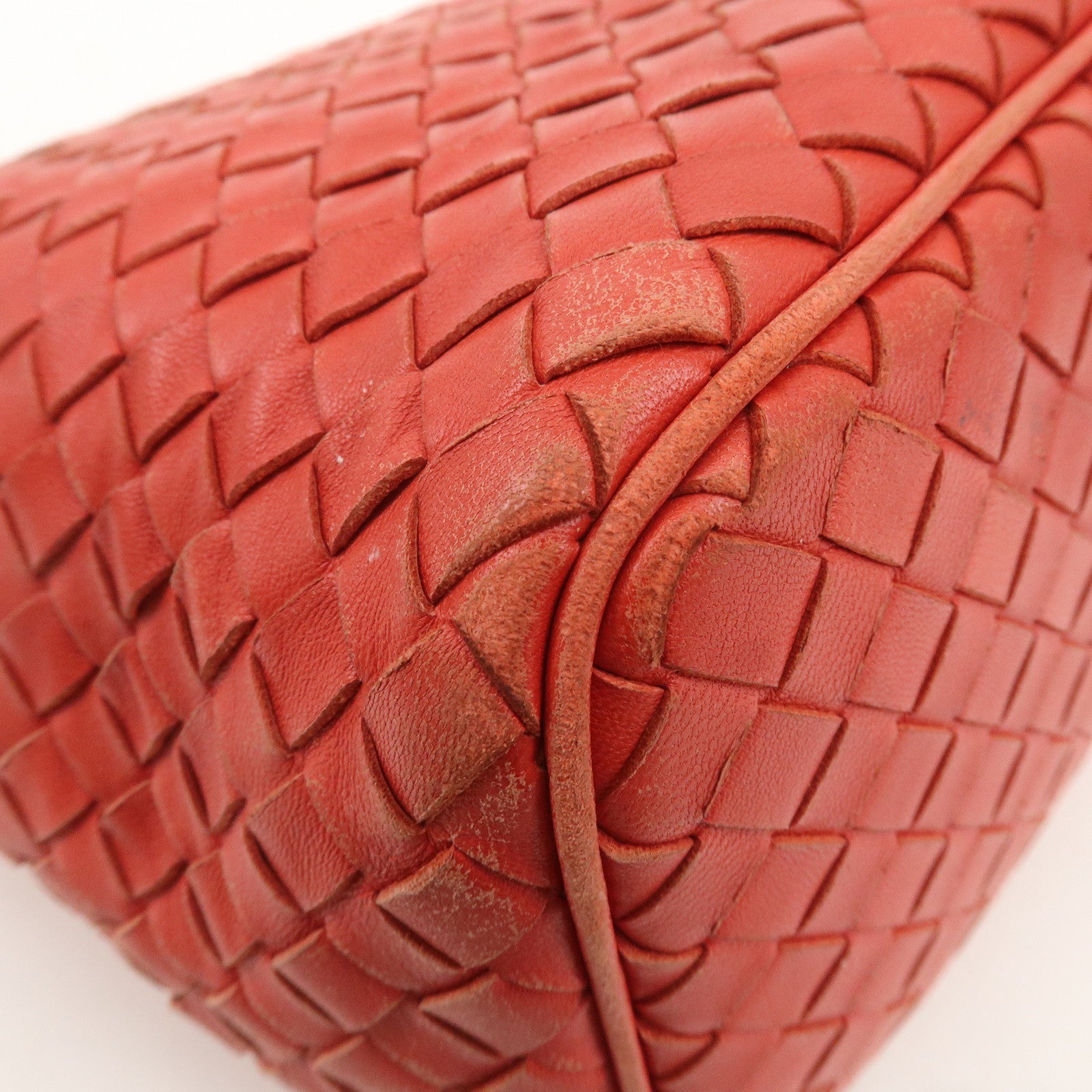 BOTTEGA VENETA Intrecciato Leather Shoulder Bag Red 239988