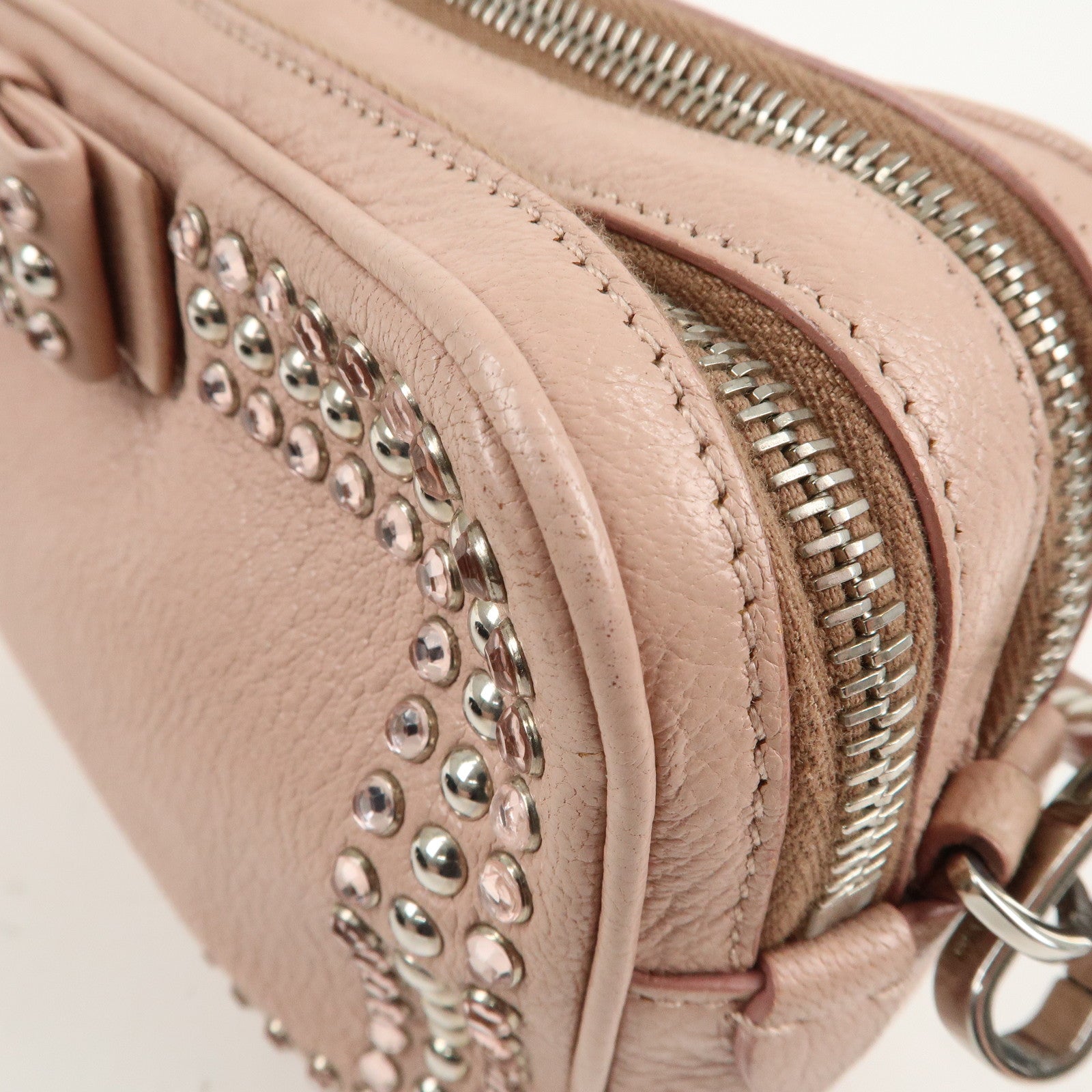 MIU MIU Leather Bijoux Shoulder Bag Crossbody Bag Pink