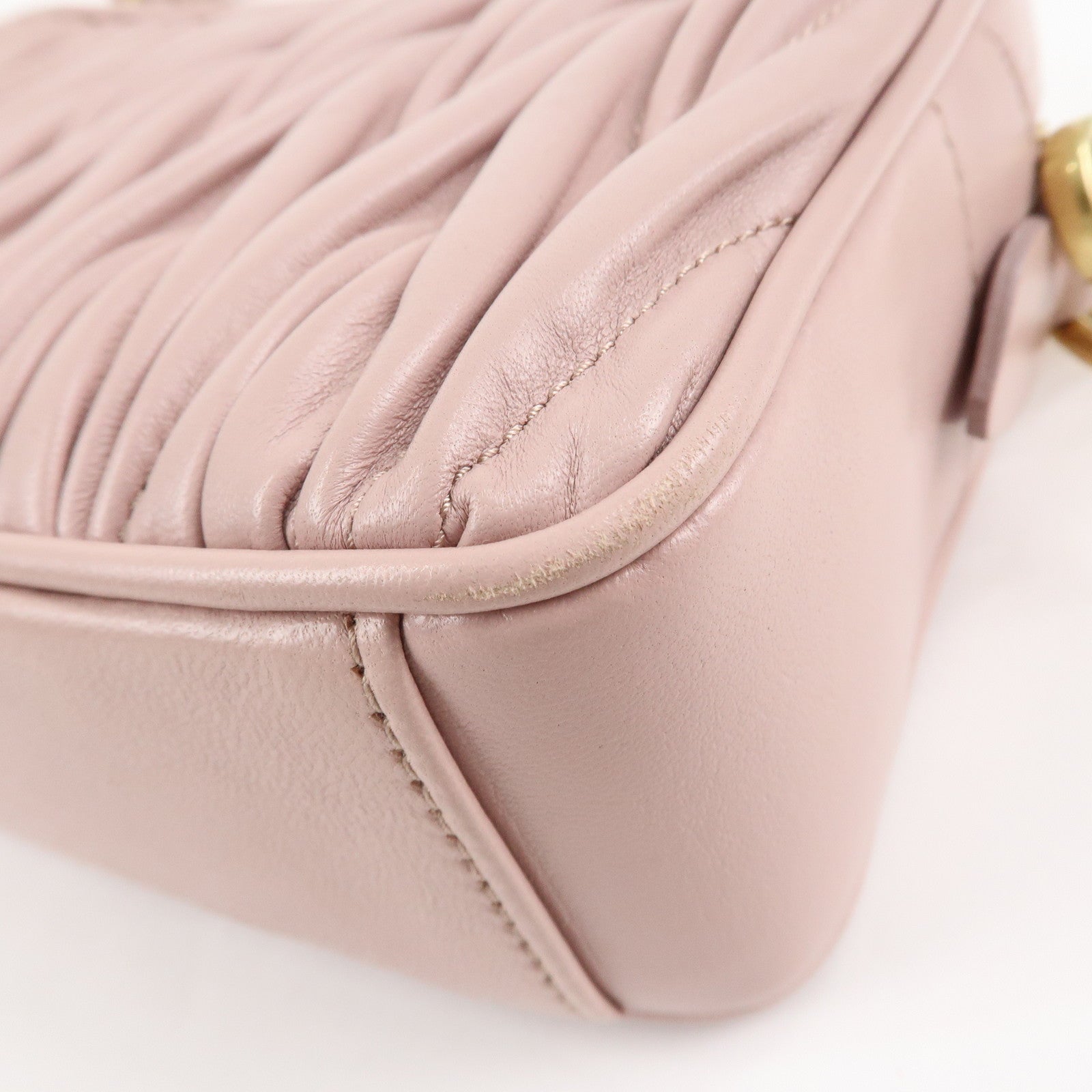 MIU MIU Matelasse Leather Chain Shoulder Bag Pink Beige