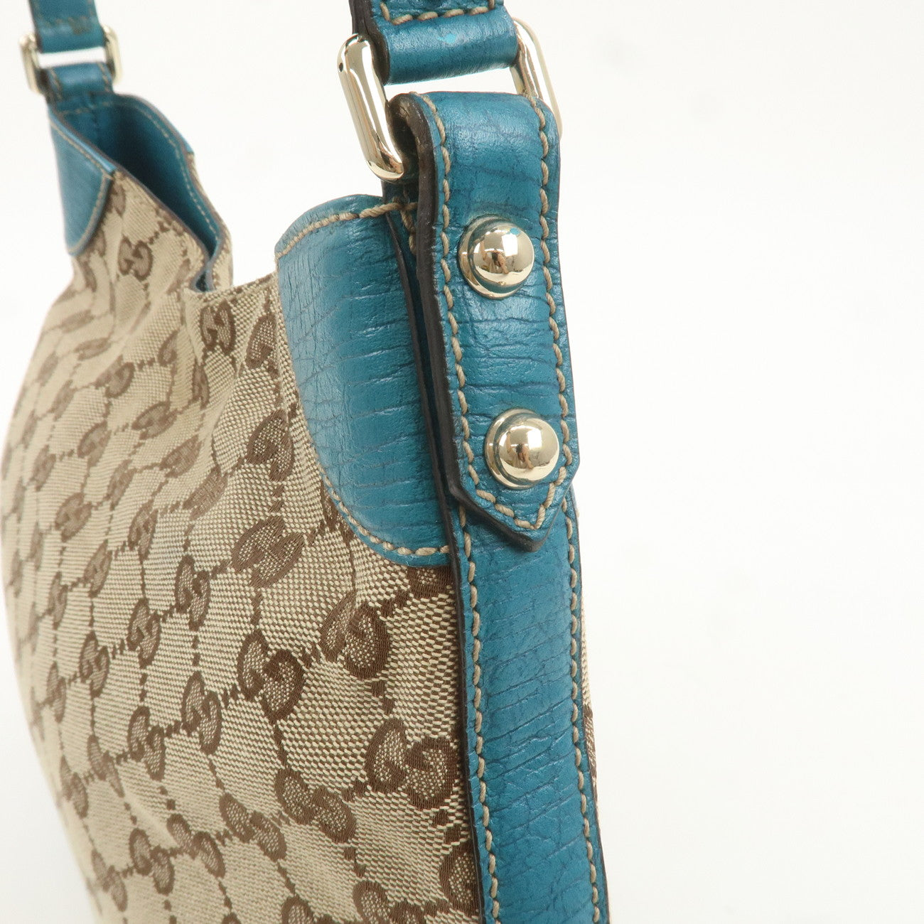 GUCCI Sherry Horsebit GG Canvas Leather Shoulder Bag 137388