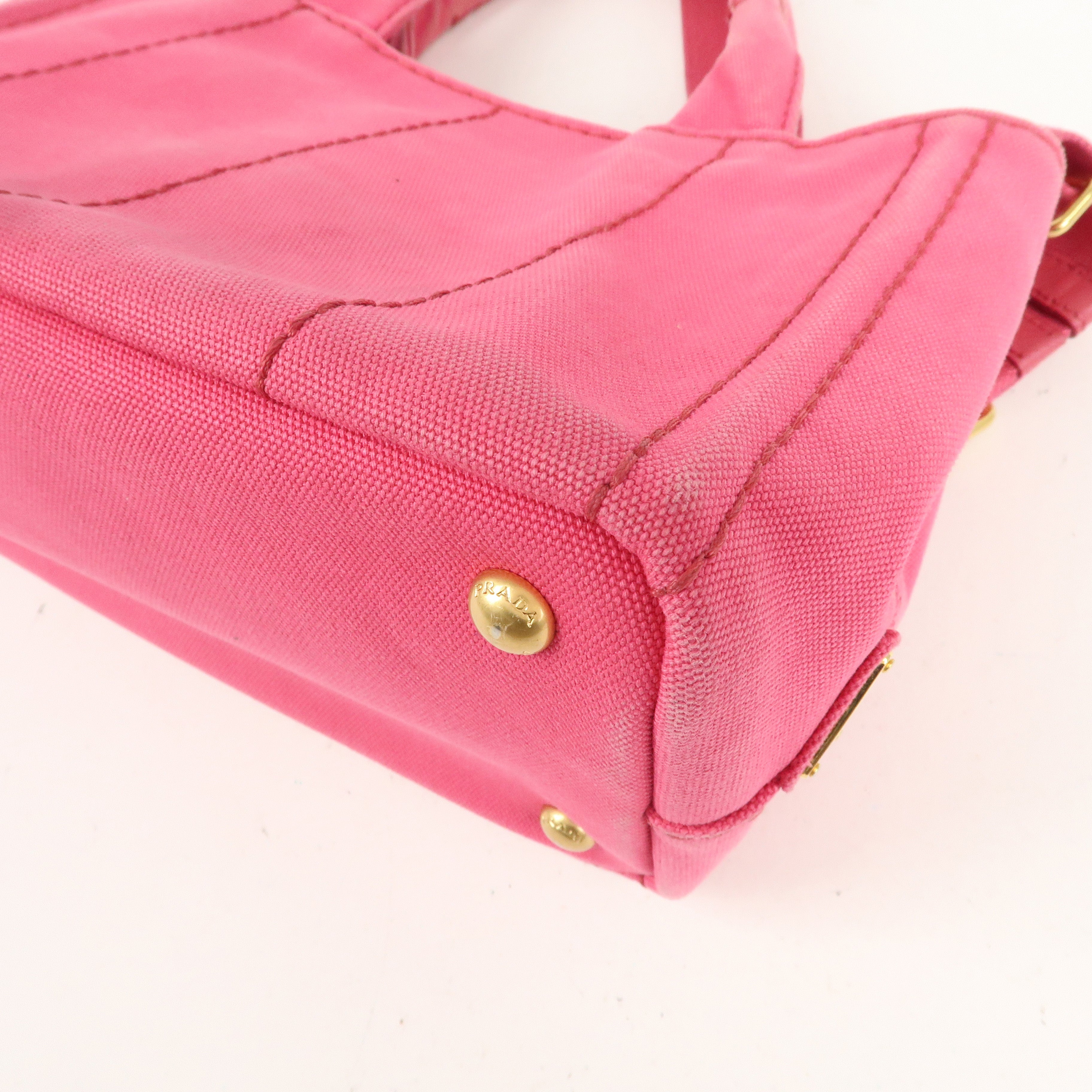 PRADA Canapa Mini Canvas 2Way Bag Hand Shoulder Bag Pink