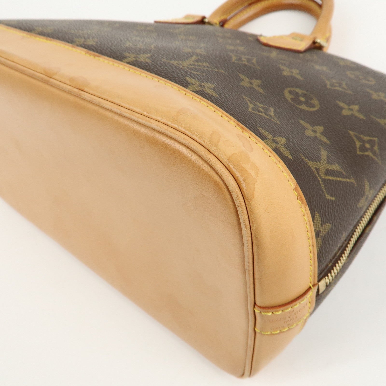 Louis Vuitton Monogram Alma Hand Bag Brown Gold HDW M51130 Used