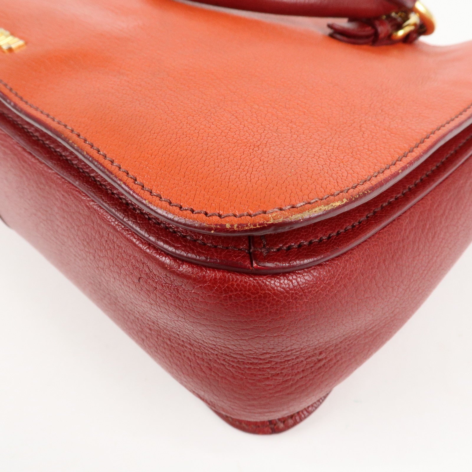 MIU MIU Leather MADRAS BICOLORE 2WAY Bag Hand Bag Orange