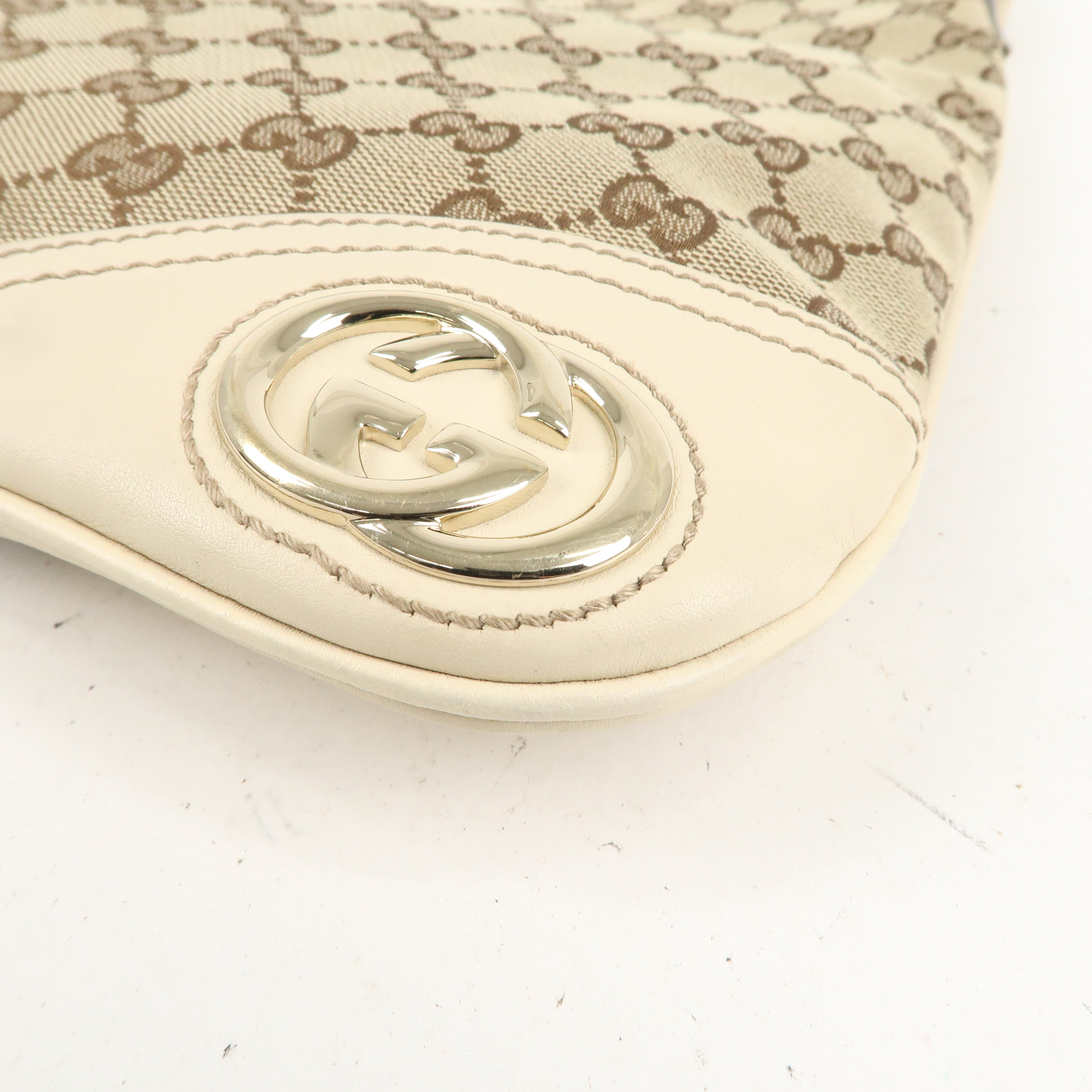 GUCCI Interlocking G Sherry GG Canvas Leather Shoulder Bag 169947