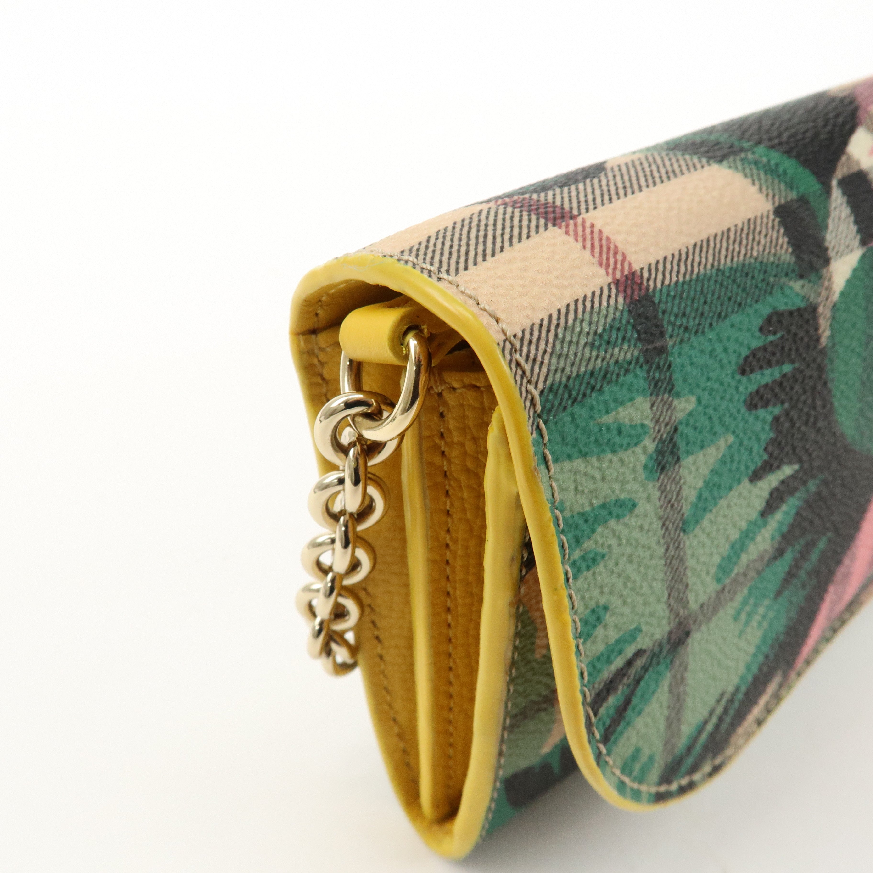 BURBERRY PVC Leather Chain Wallet Multi Color