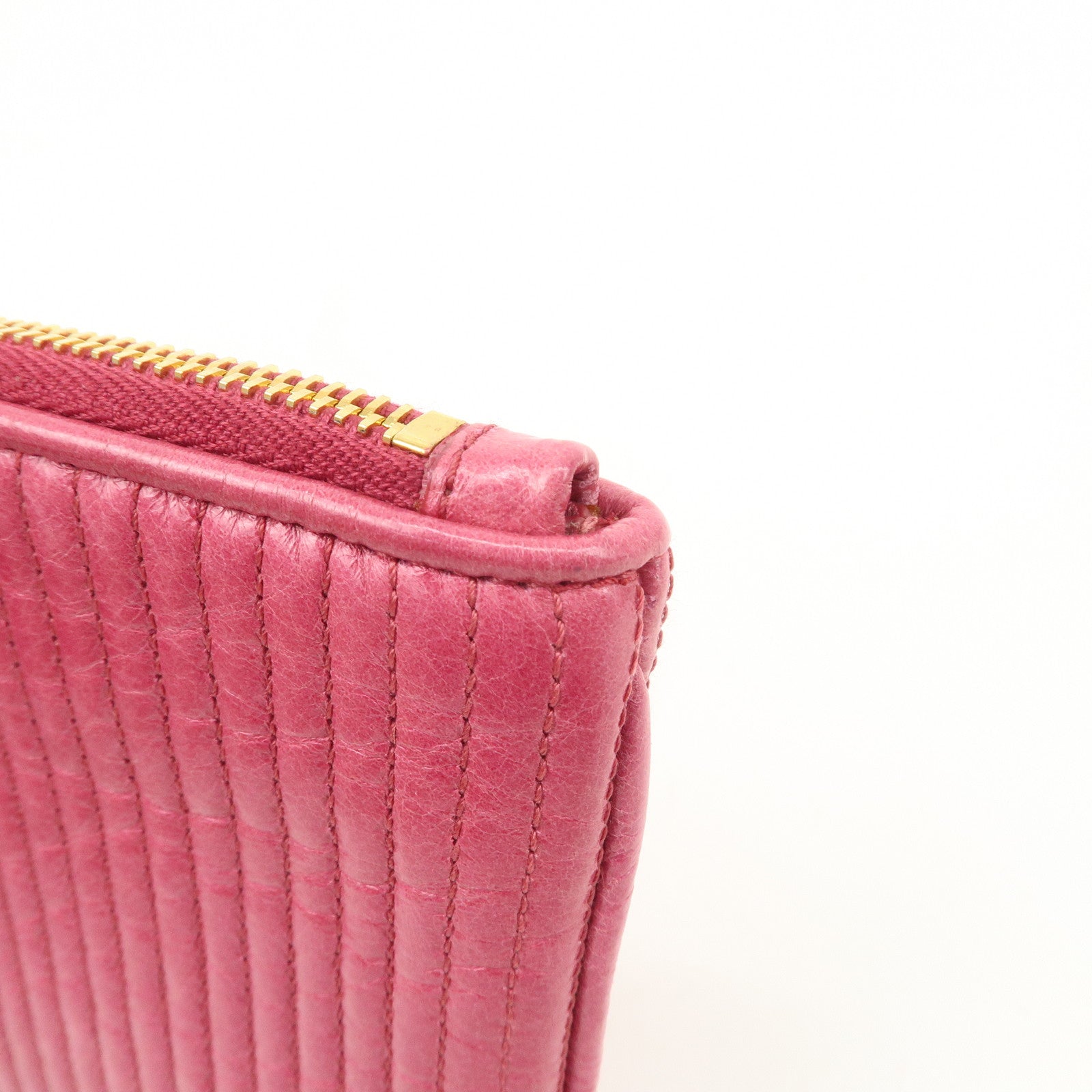 MIU MIU Leather Pouch Hand Bag Clutch Bag Cosmetic Pouch Pink Used