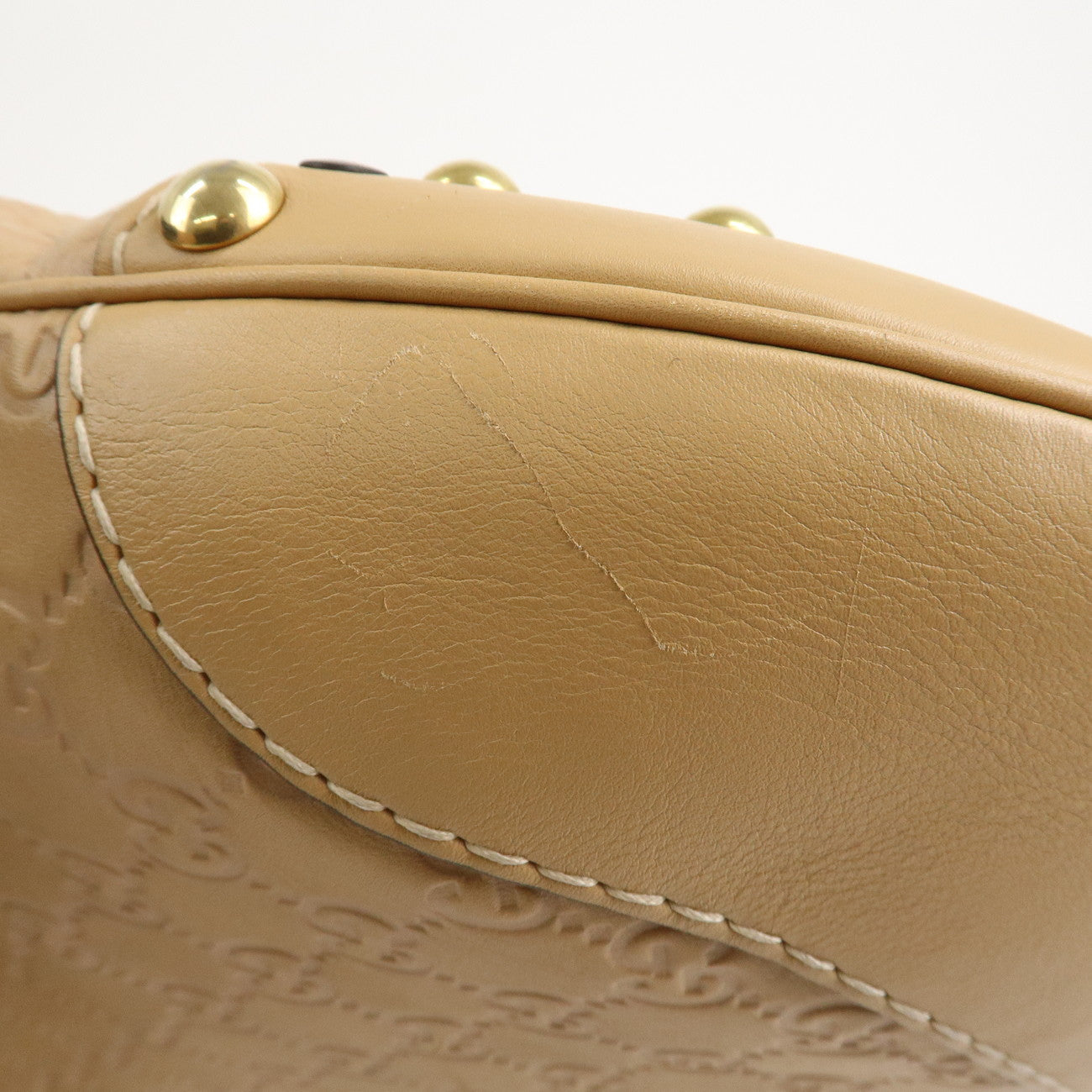 GUCCI Guccissima Leather Shoulder Bag Hand Bag Beige 211965