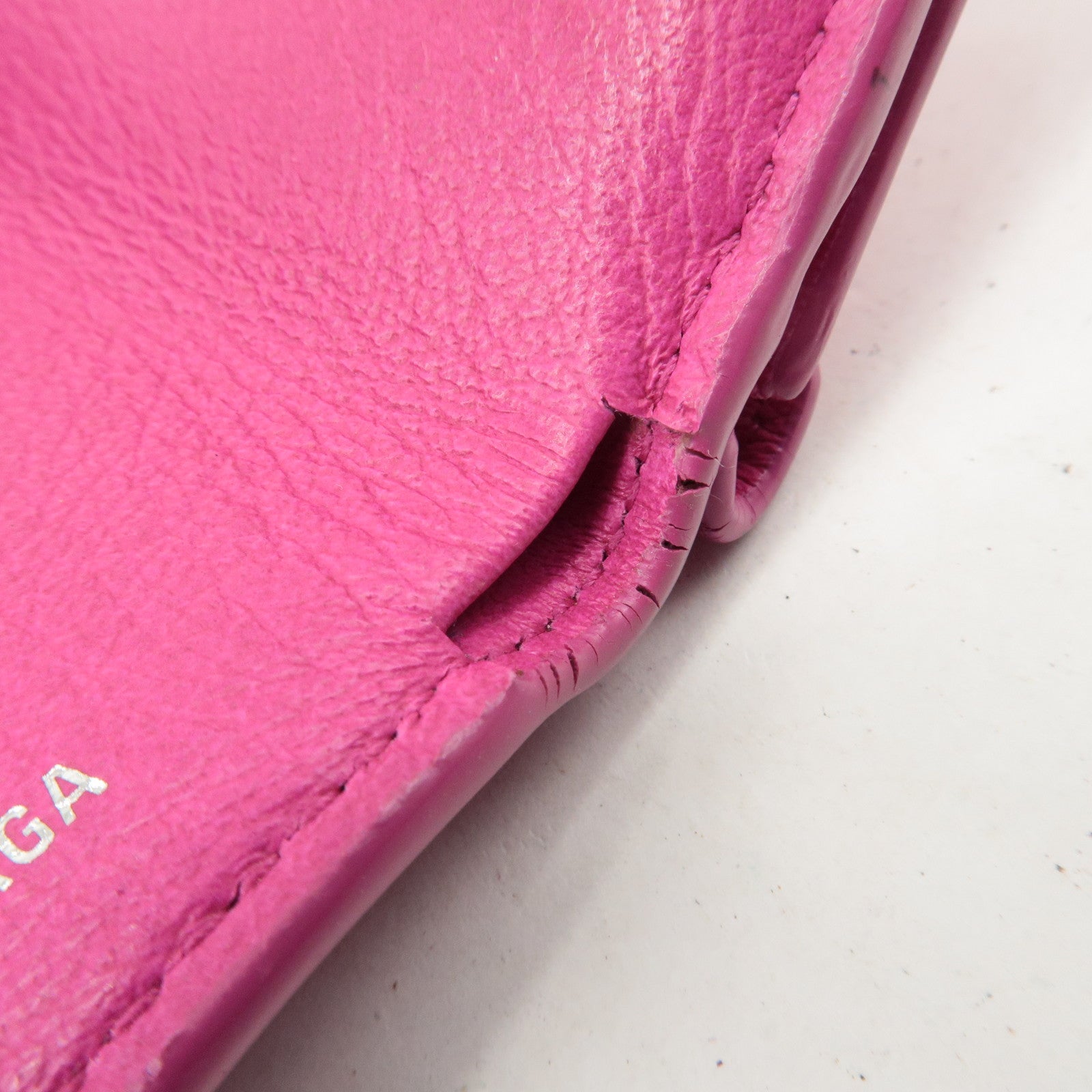 BALENCIAGA Leather Paper Mini Wallet Rose Magenta 391446