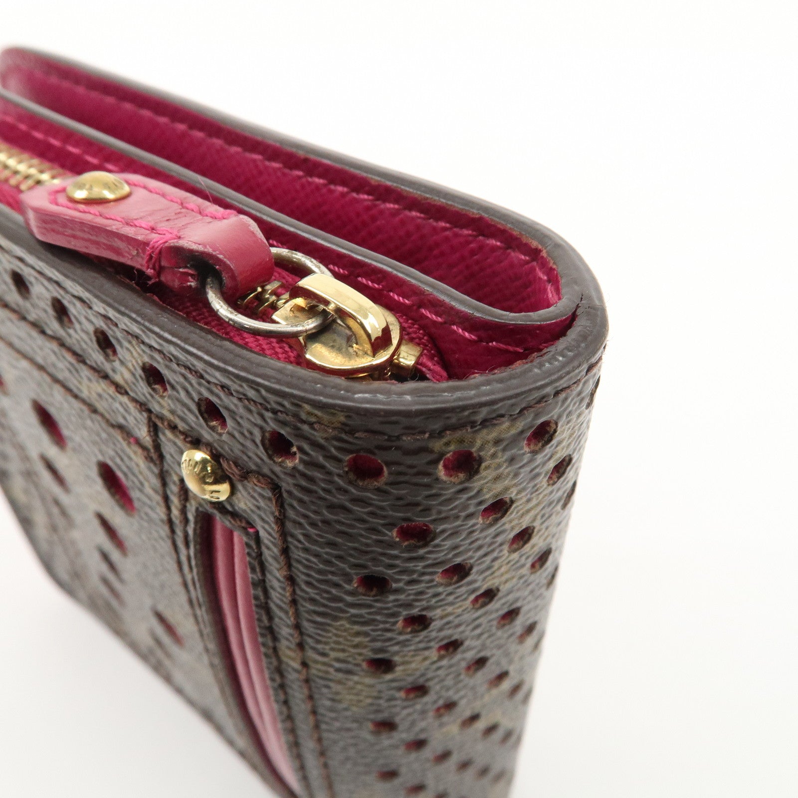 Louis Vuitton Monogram Perfor Compact Zip Wallet Fuchsia M95188 Used