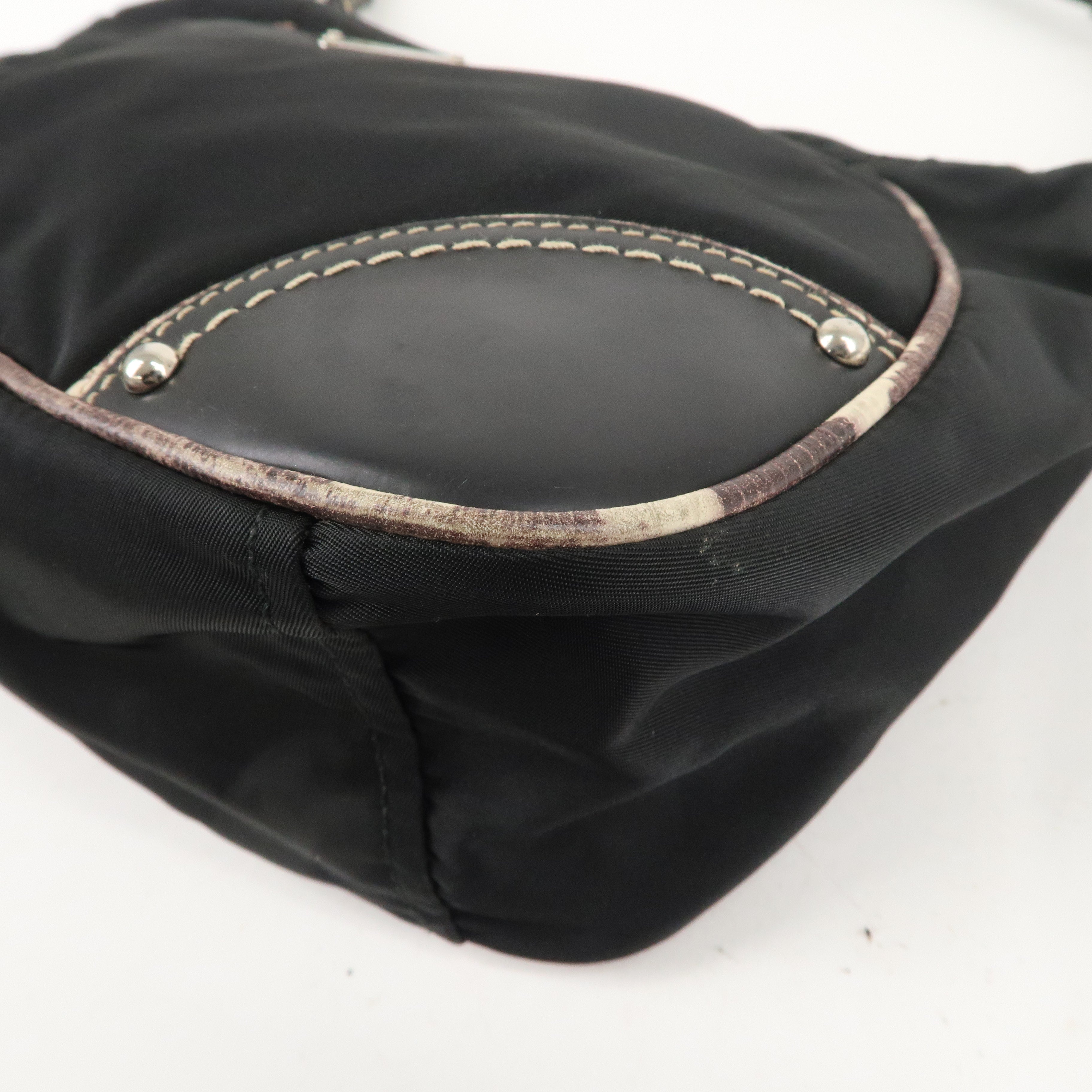 PRADA Nylon Leather One Shoulder Bag NERO Black