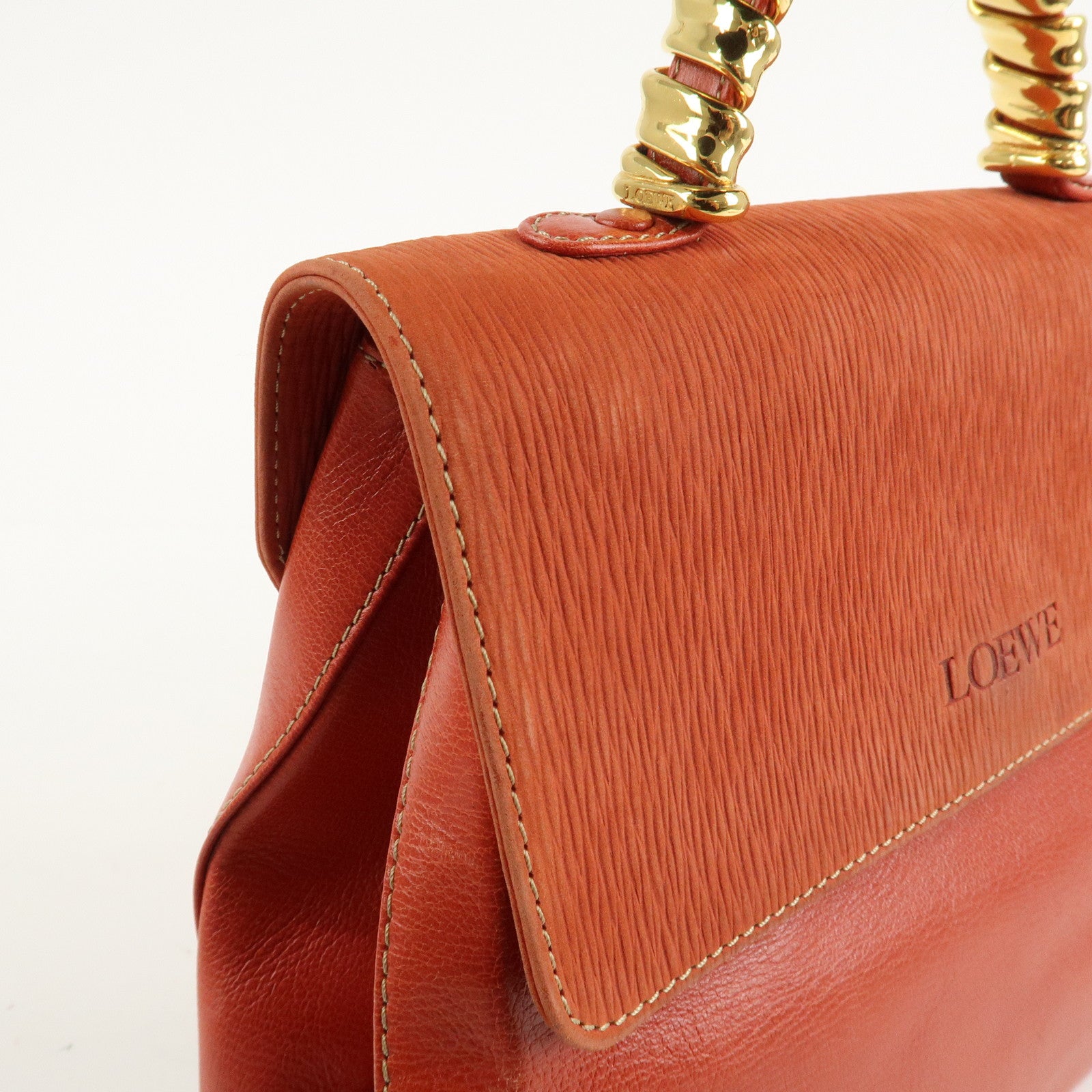 LOEWE Velazquez Suede Leather 2Way Bag Hand Bag Orange