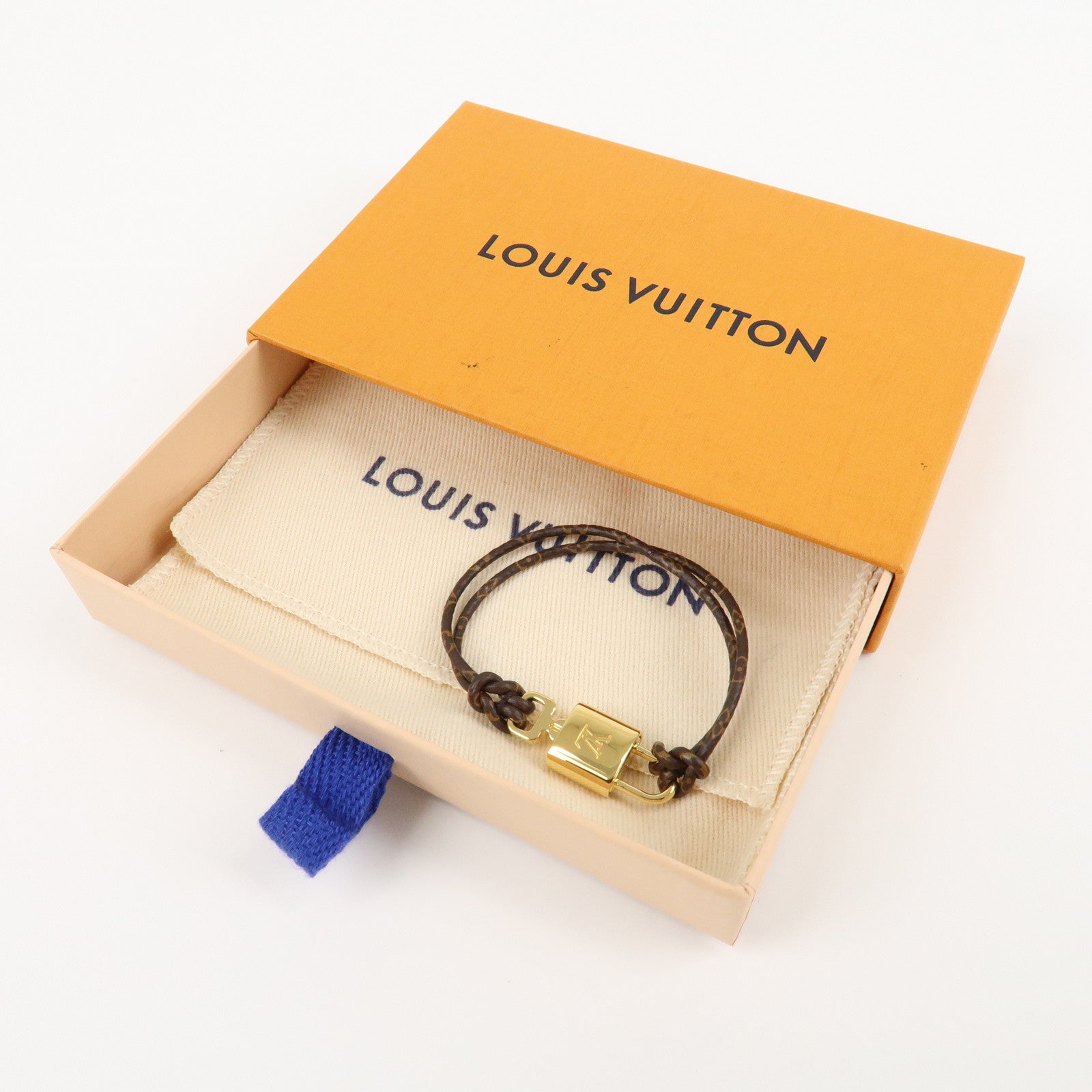 Louis Vuitton Monogram Bracelet Lock It Again Gold HDW M8015 Used