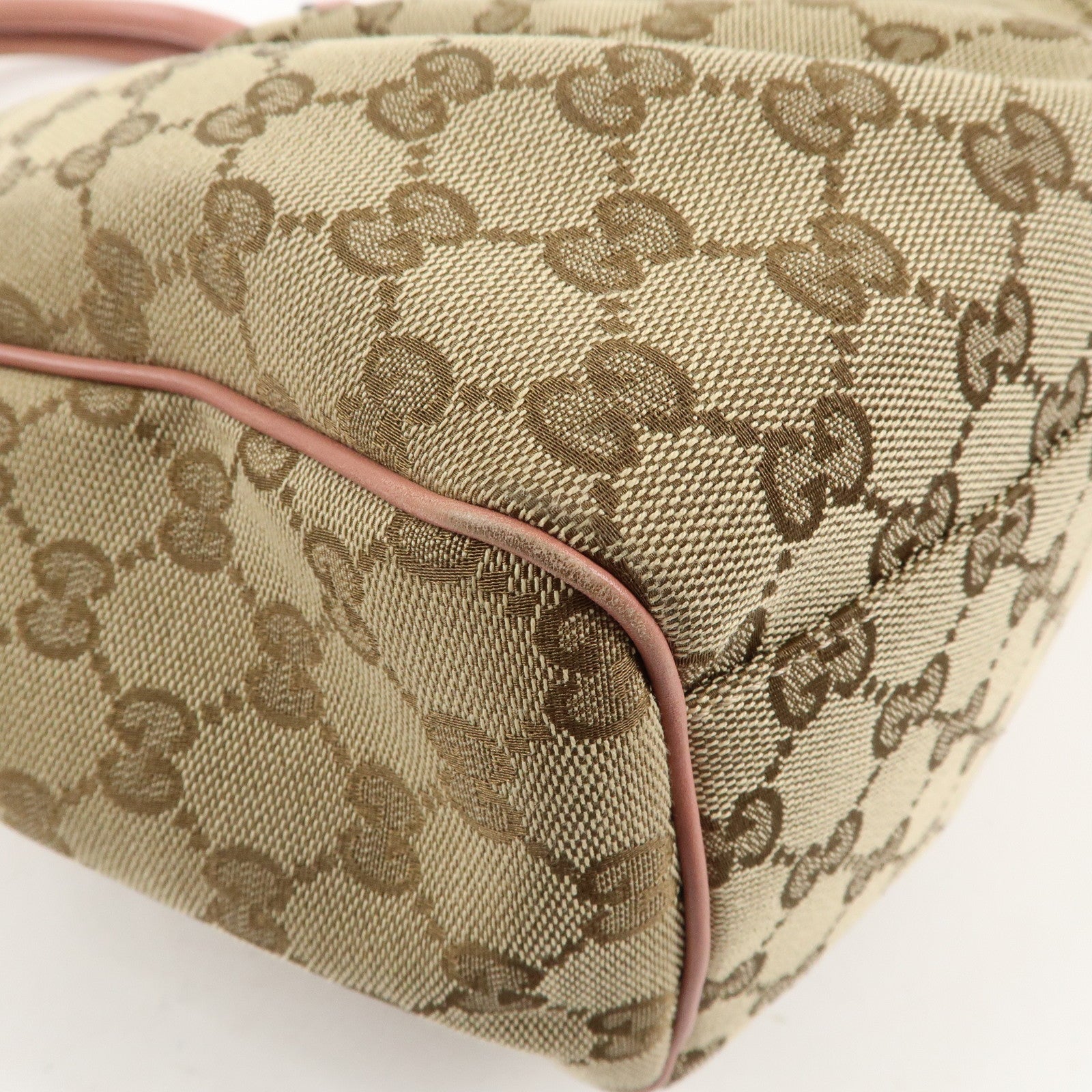 GUCCI Sukey GG Canvas Leather Hand Bag 211944 Beige Pink