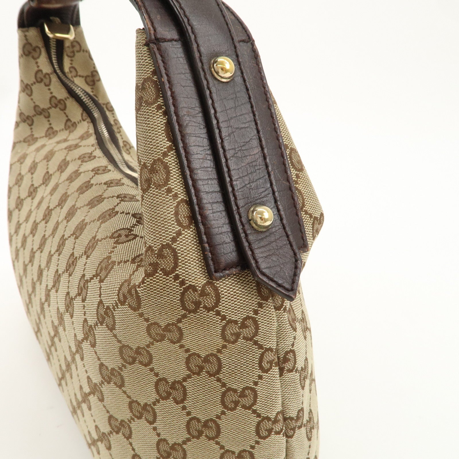 GUCCI Horsebit GG Canvas Leather One Shoulder Bag 115867