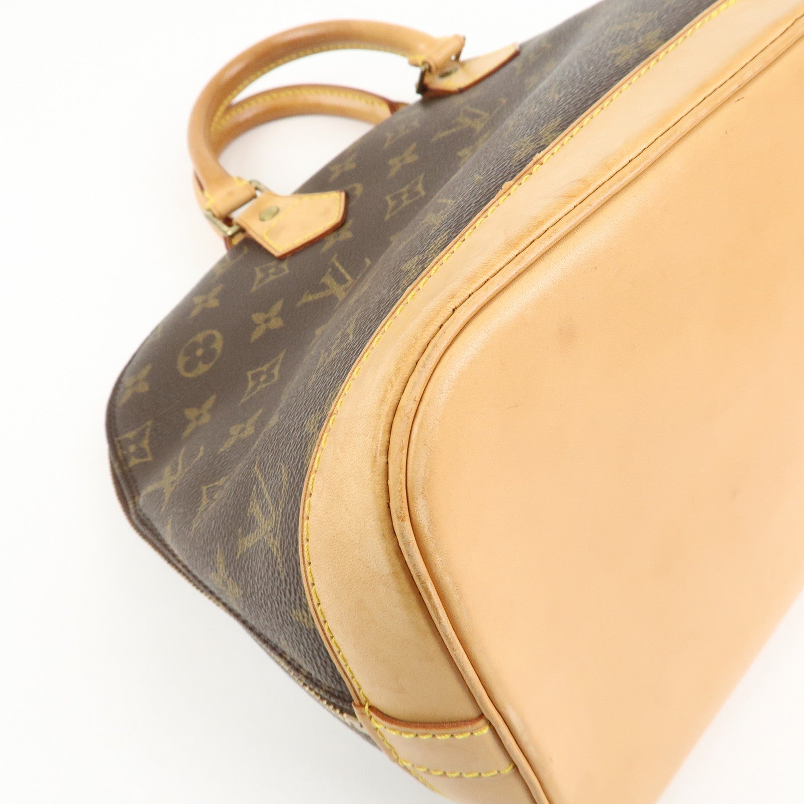 Louis Vuitton Monogram Alma Hand Bag Brown Gold Hardware M51130 Used