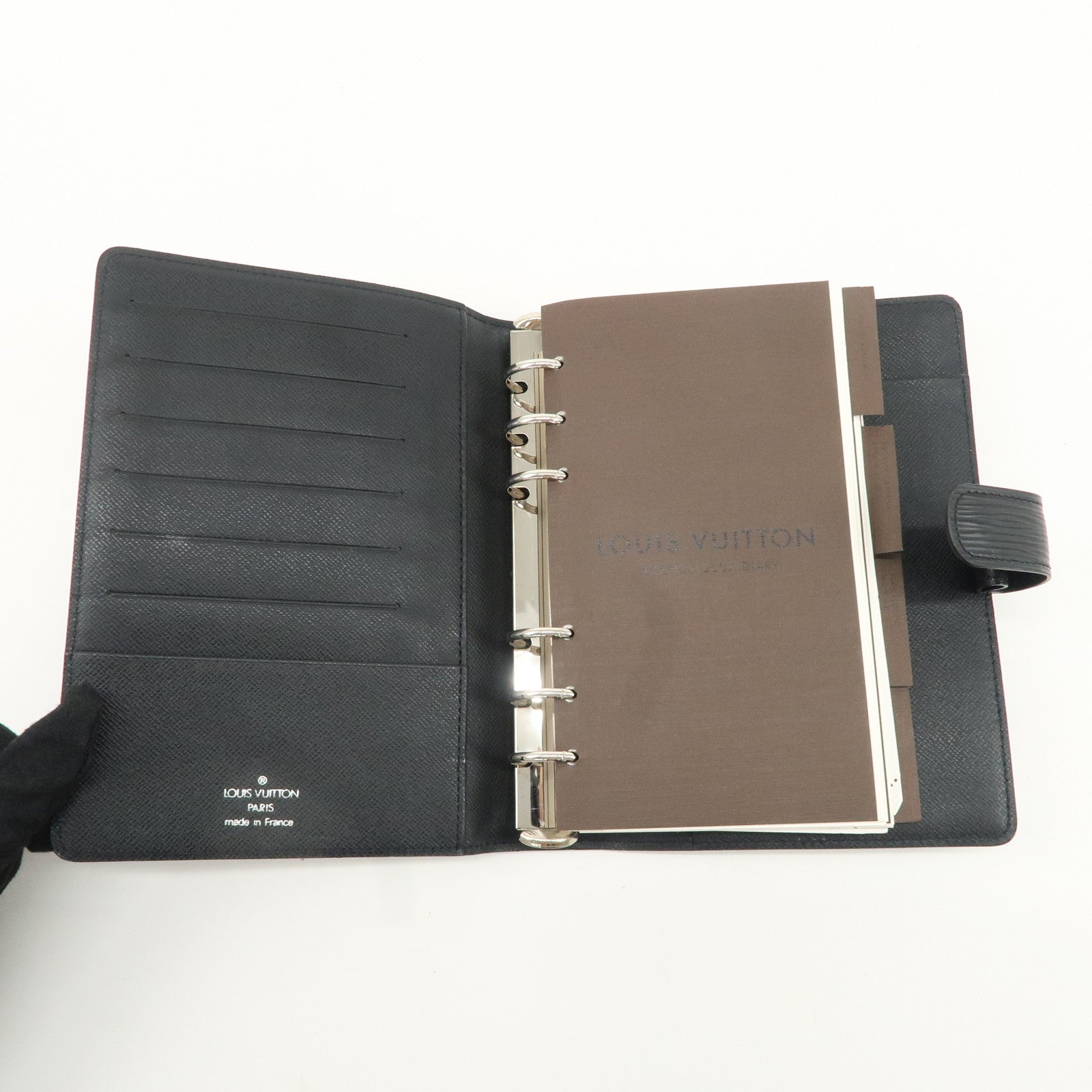 Louis Vuitton Epi Agenda MM Planner Cover Noir Black R20202 Used