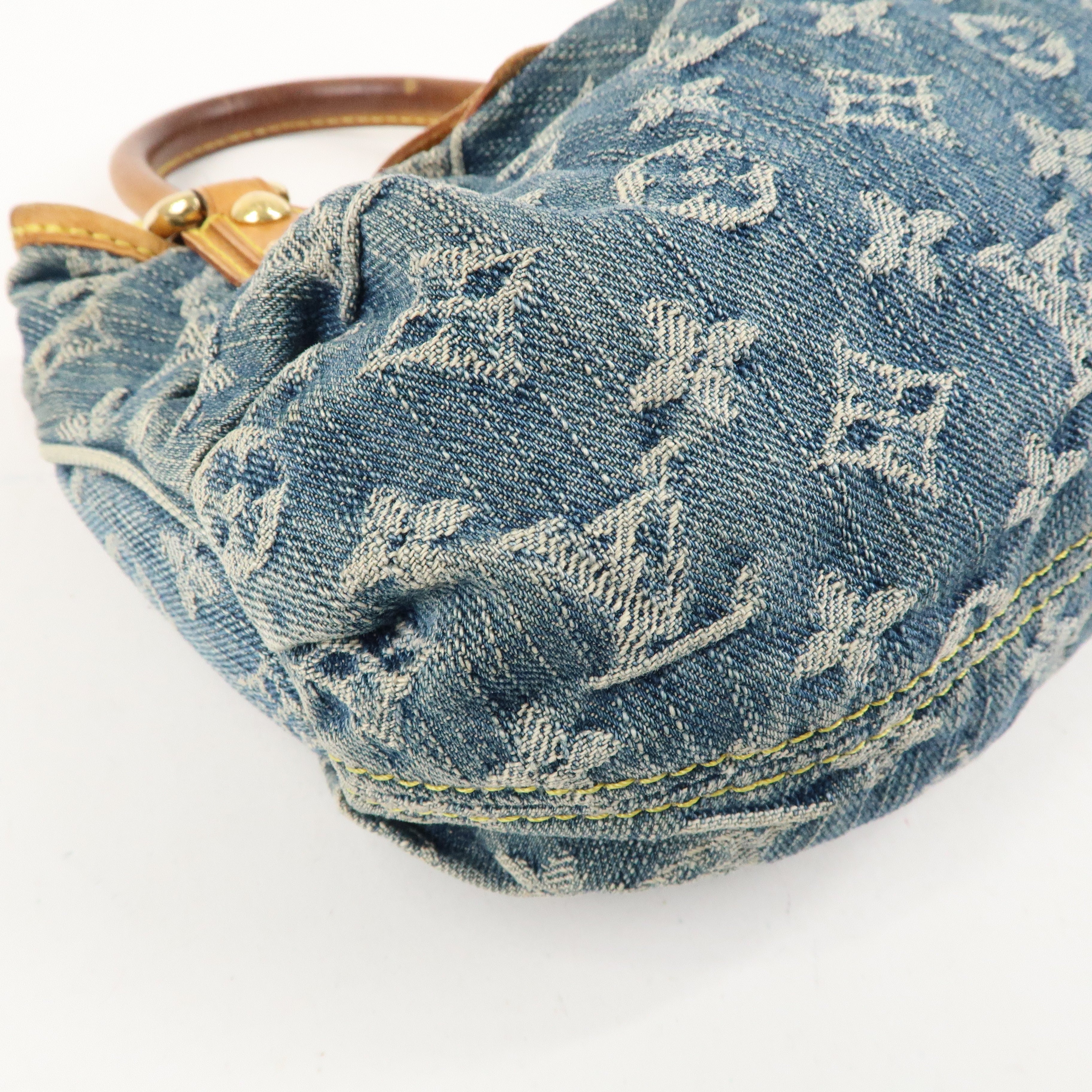 Louis Vuitton Monogram Denim Pleaty Hand Bag Blue M95020