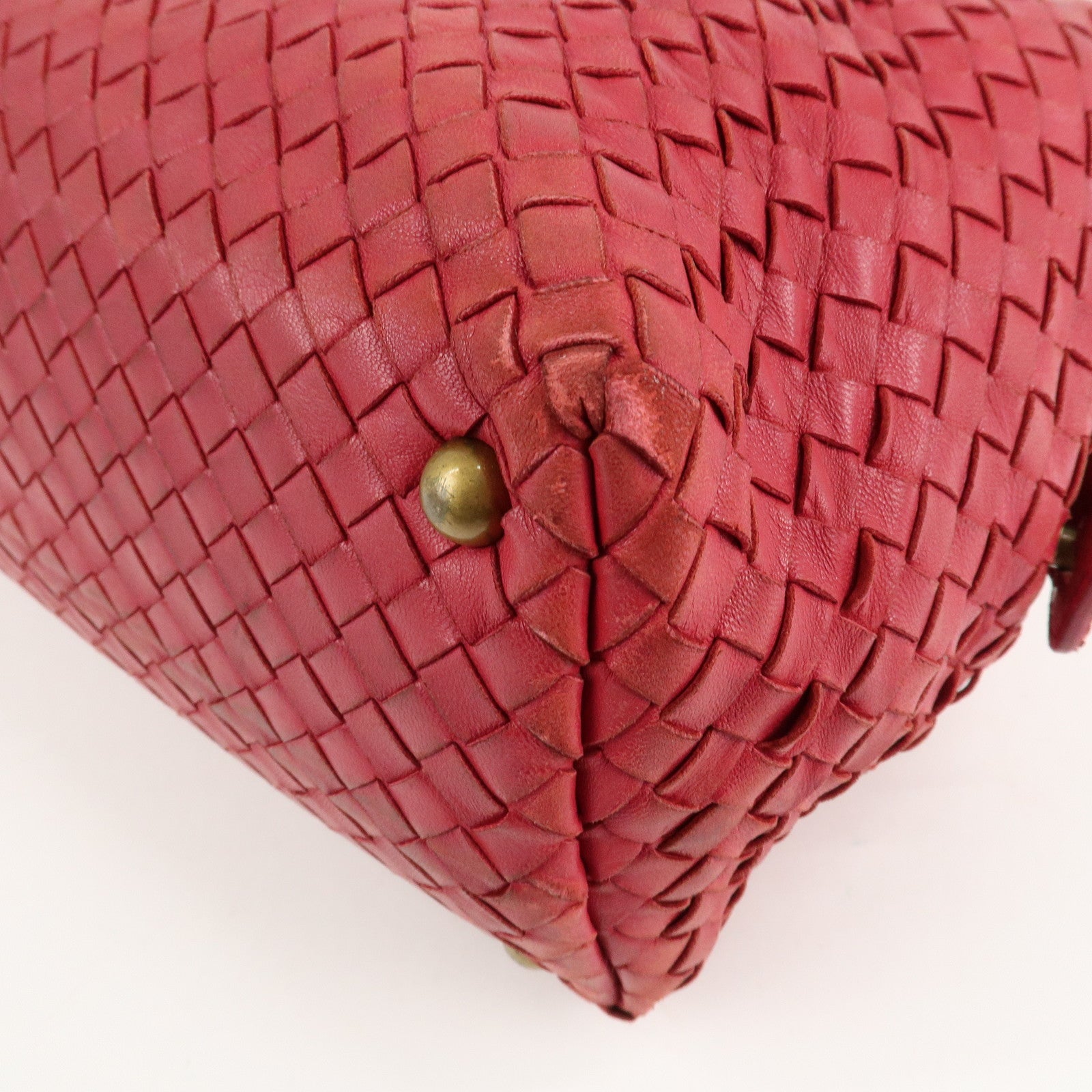 BOTTEGA VENETA Intrecciato Leather Montaigne Boston Bag Red