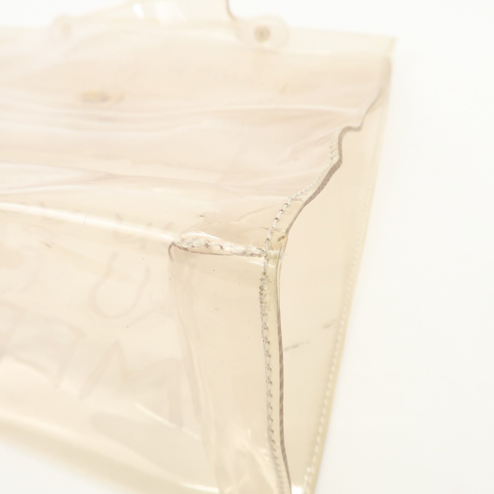 HERMES Vinyl Kelly Hand Bag Clear Transparent Gold Hardware Used