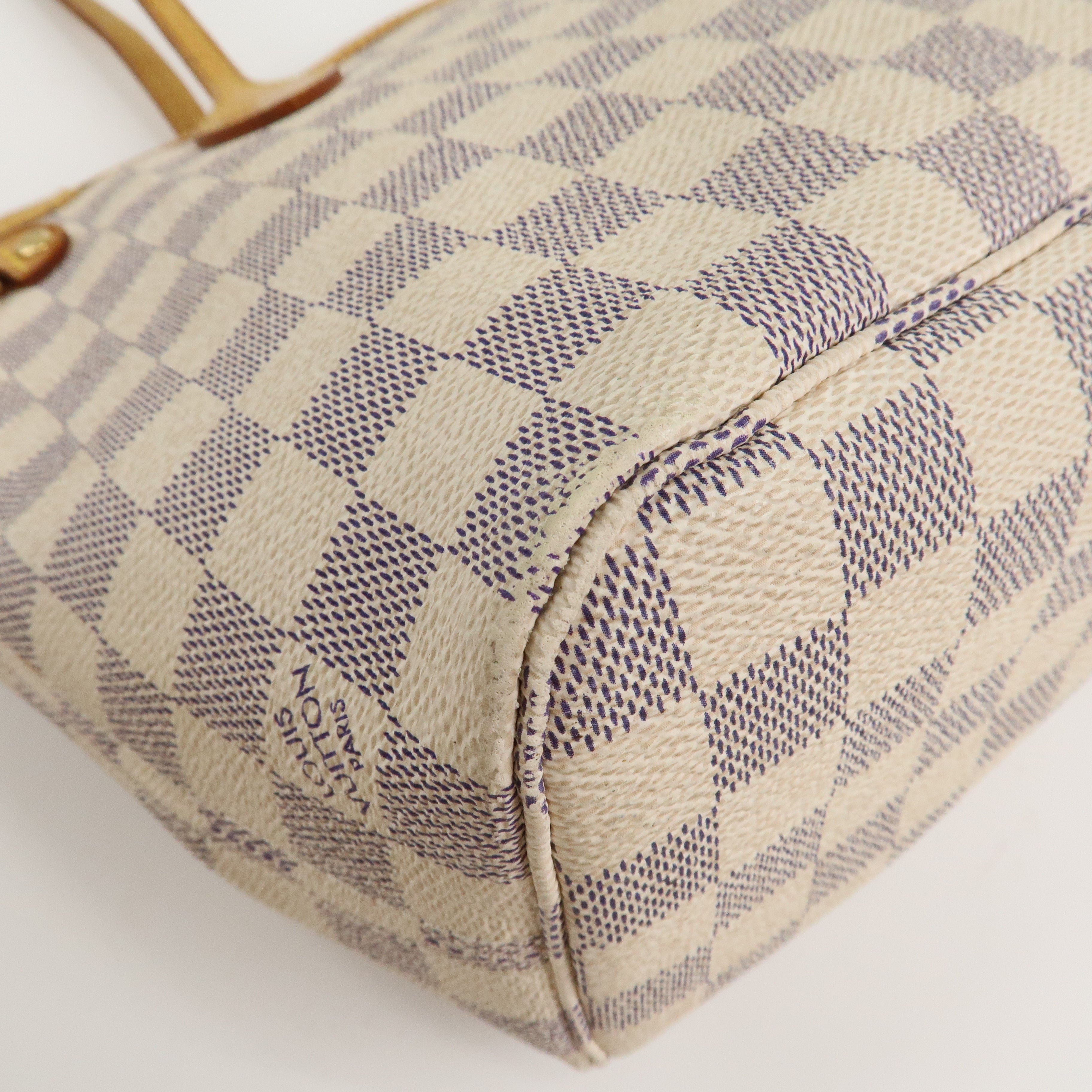 Louis Vuitton Damier Azur Neverfull PM Tote Bag Hand Bag N51110 Used