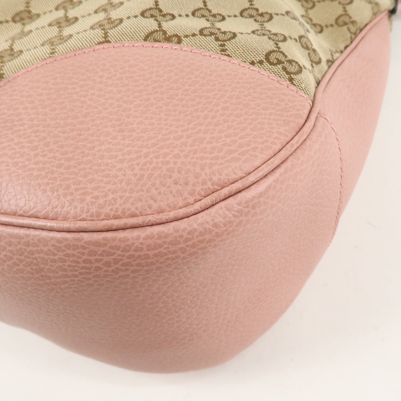 GUCCI GG Canvas Leather One Shoulder Bag Pink Beige 449244