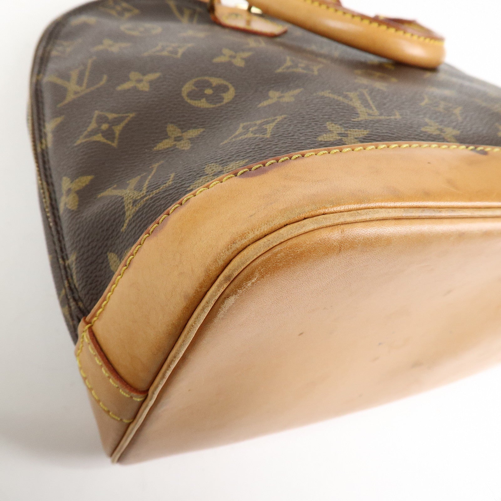 Louis Vuitton Monogram Alma Hand Bag Brown Gold Hardware M51130 Used