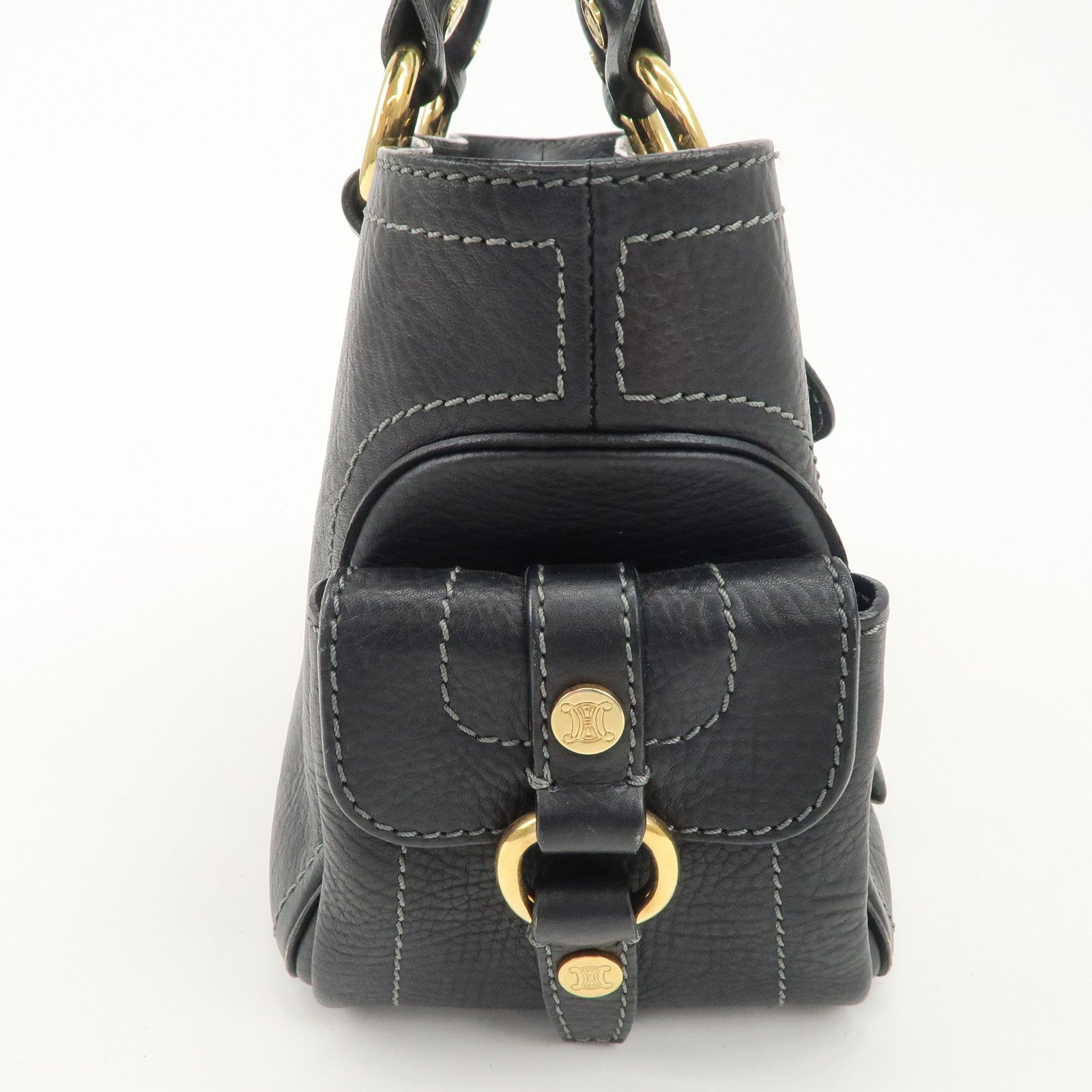 CELINE Leather Boogie Bag Hand Bag Black