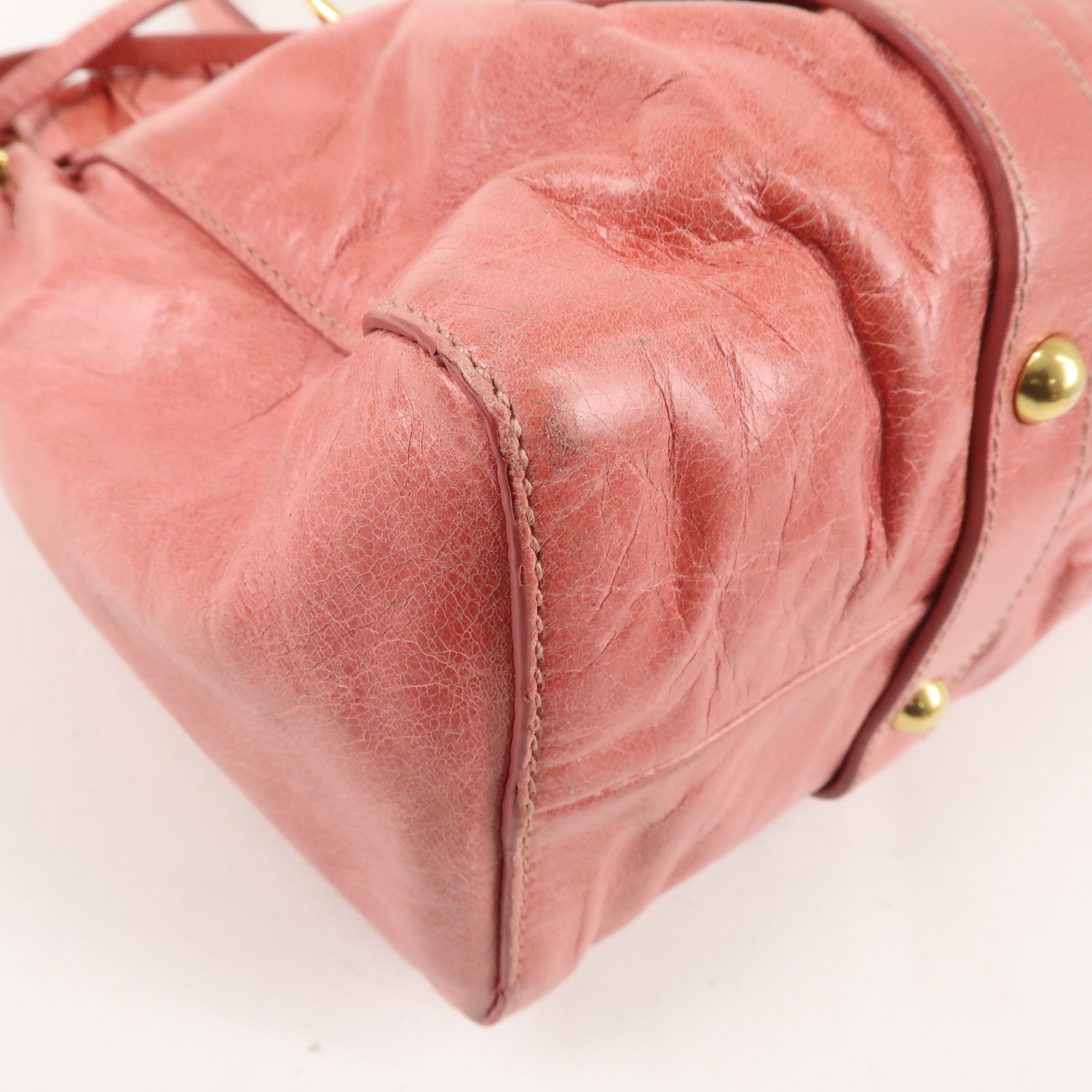 MIU MIU Leather 2Way Bag Shoulder Bag Hand Bag Pink