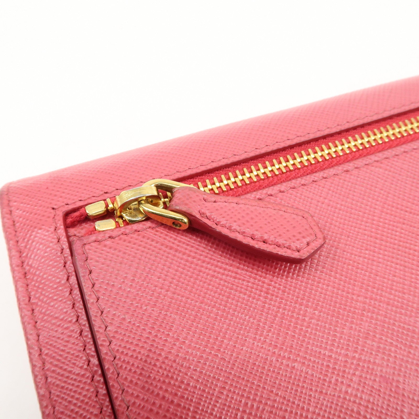 PRADA Saffiano Leather Bi Fold Long Wallet Pink 1MH132