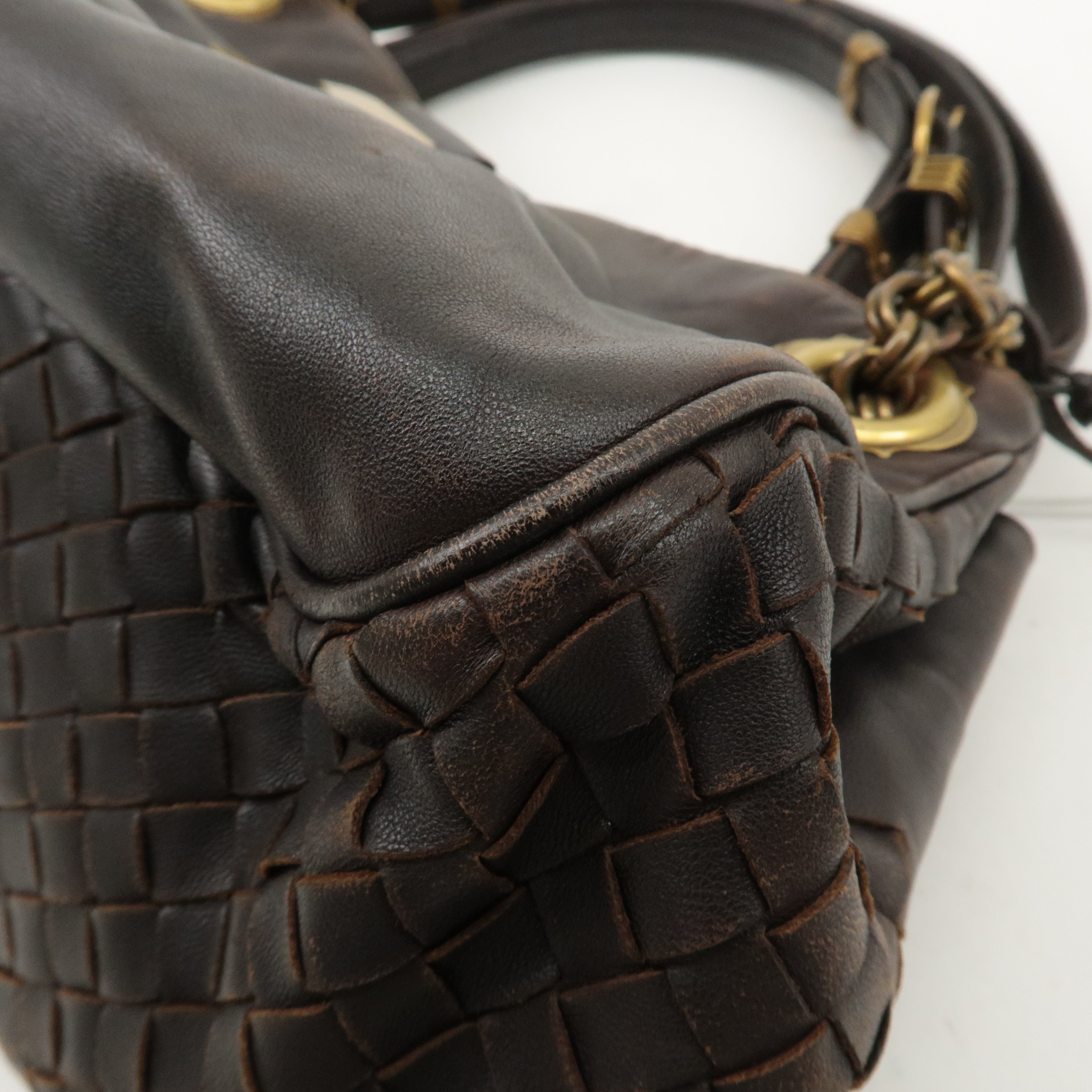 BOTTEGA VENETA Intrecciato Leather Hand Shoulder Bag Brown 162114