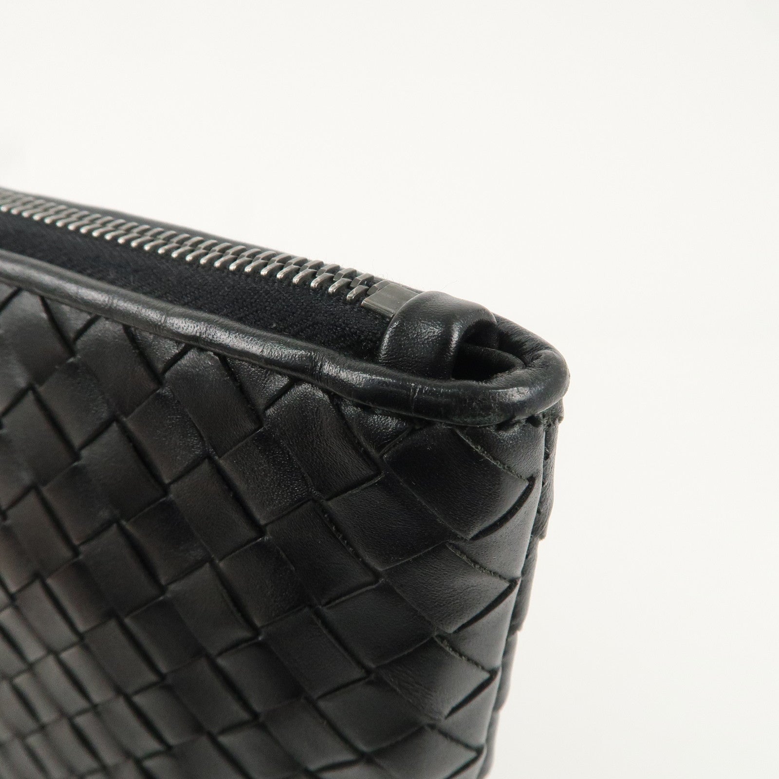 BOTTEGA VENETA Intrecciato Leather Clutch Bag Black