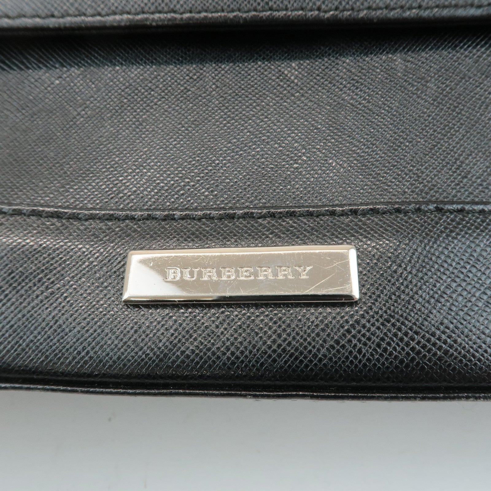 BURBERRY Leather Shoulder Bag Hand Bag Black Silver Hardware